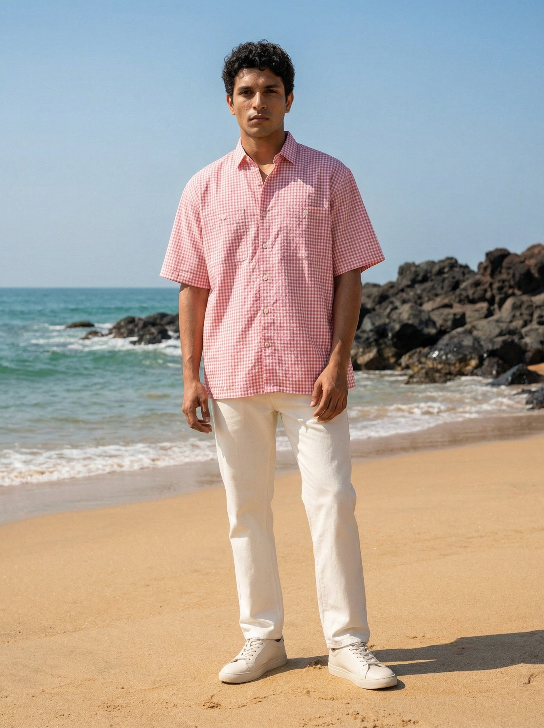 Pink Poly Cotton Oversized Shirt