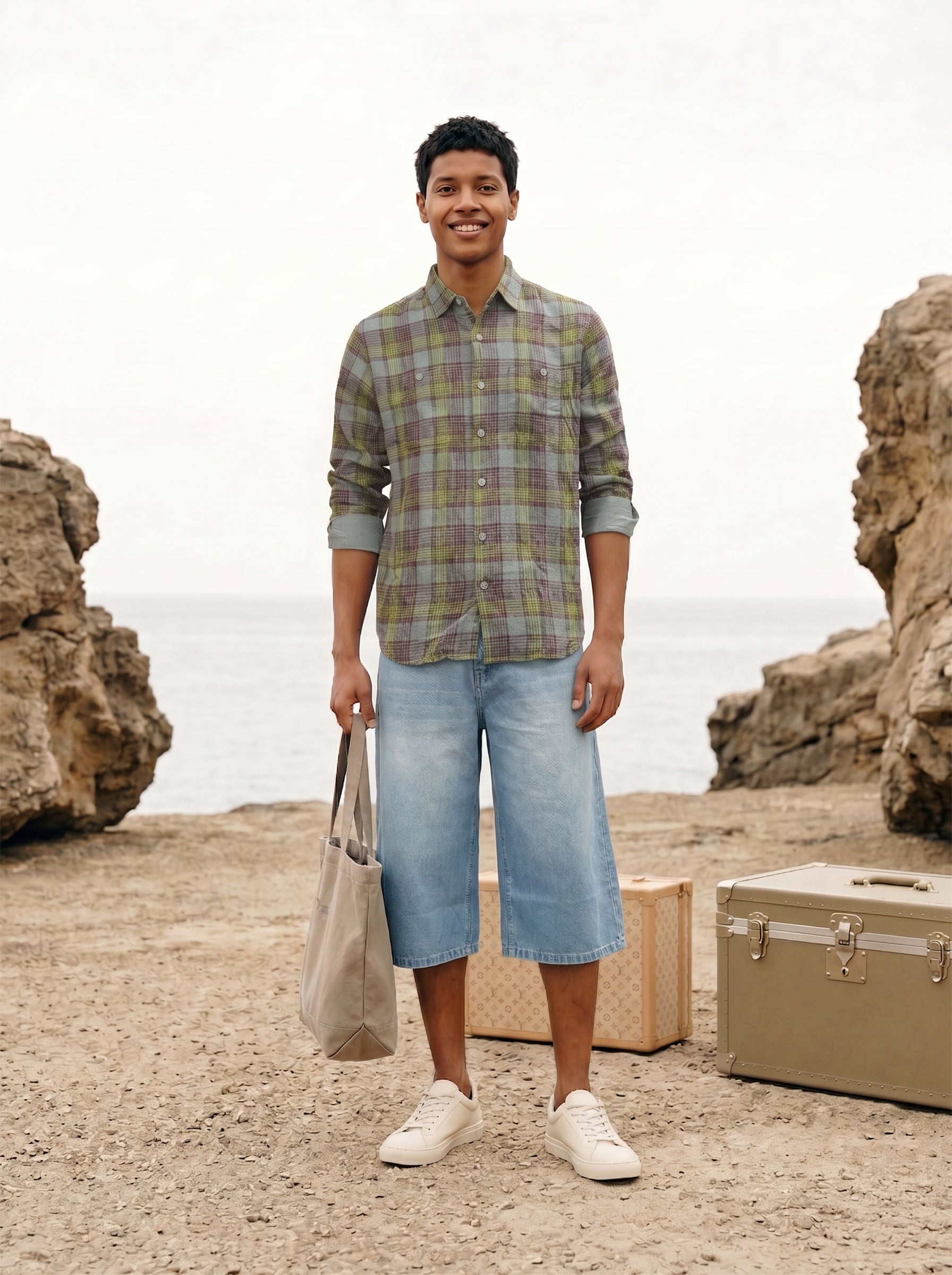 Men's Checks Green Relaxed Fit Shirt