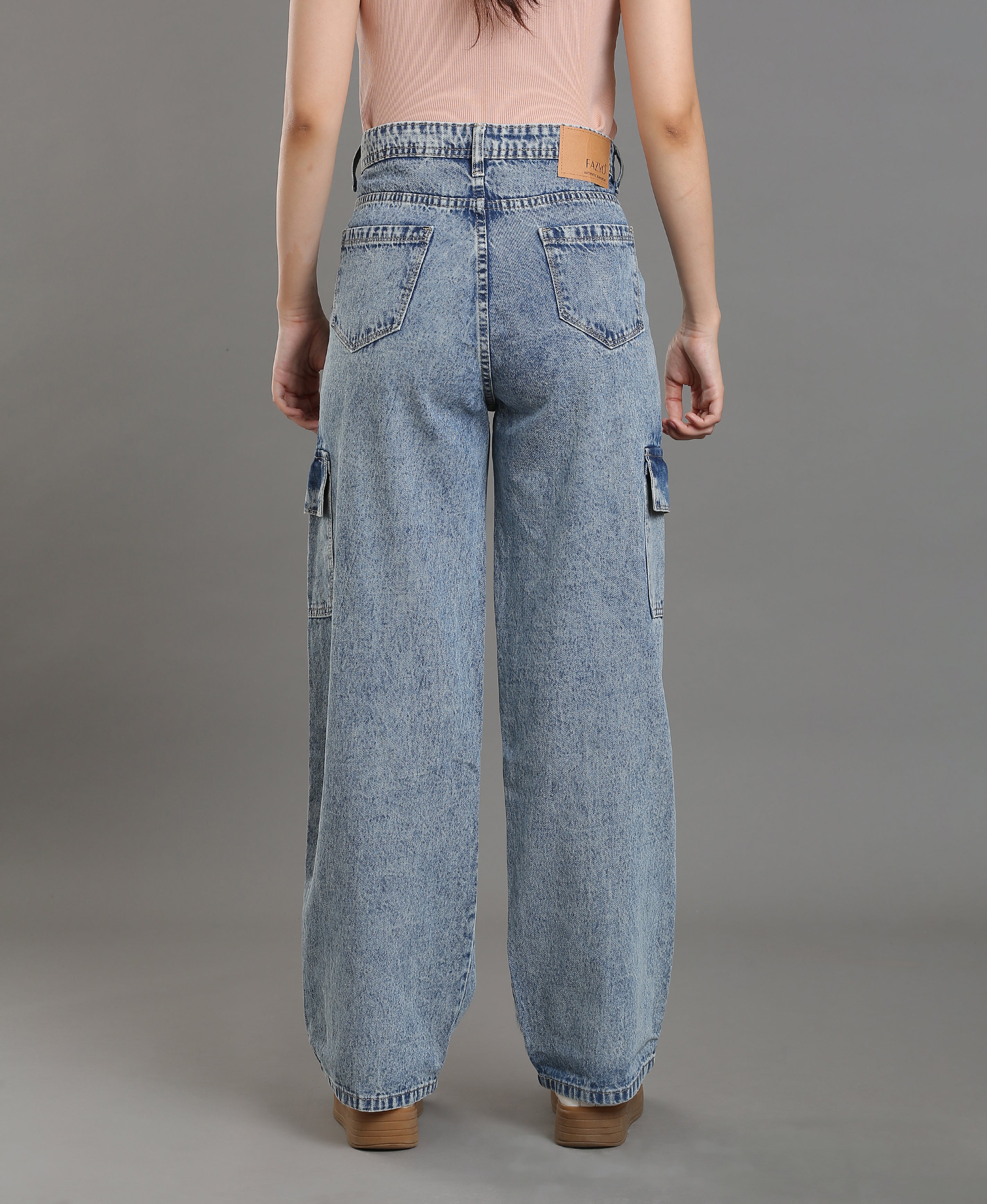 Ice Wash Cargo Denim Bottom