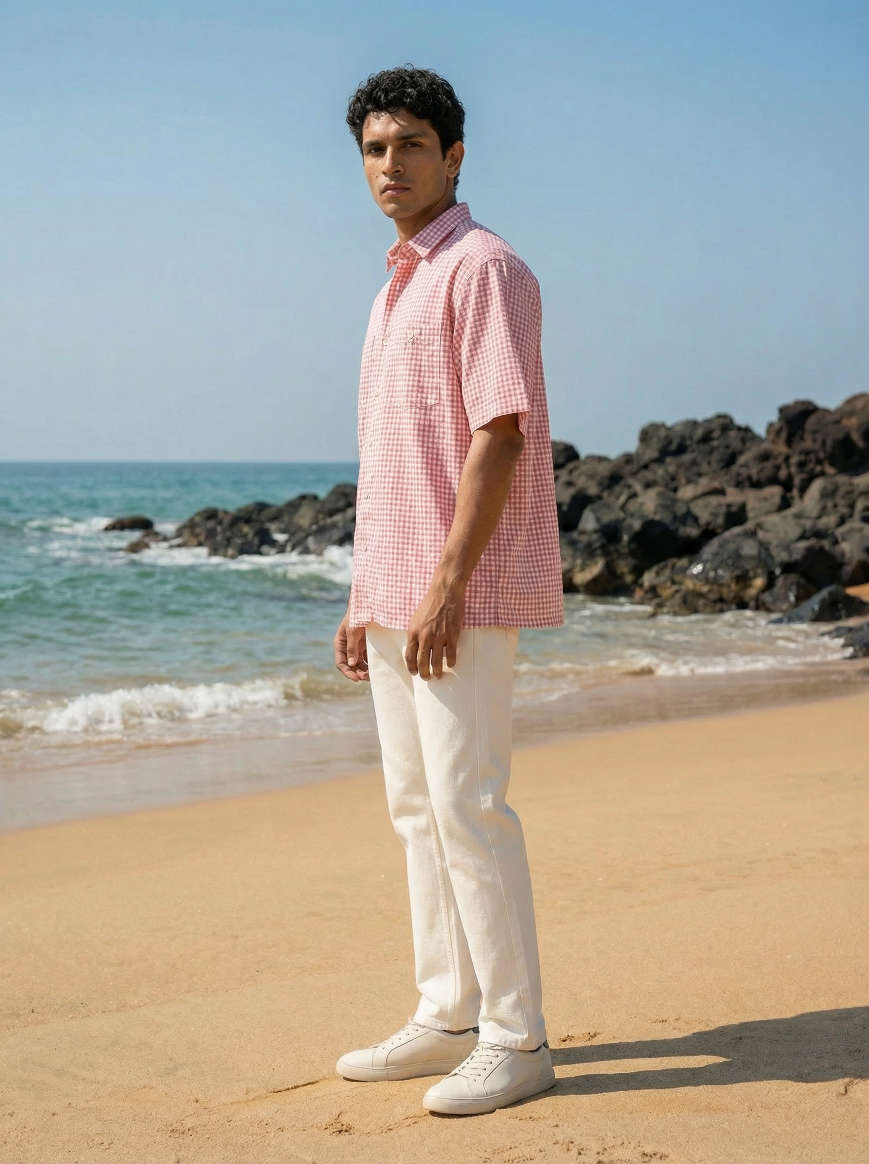 Pink Poly Cotton Oversized Shirt