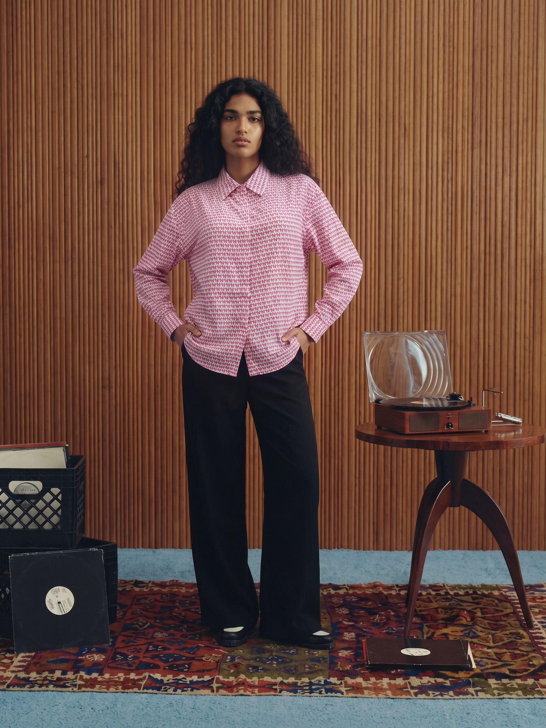 Women's Poly Rayon Pink Oversized Fit Shirt