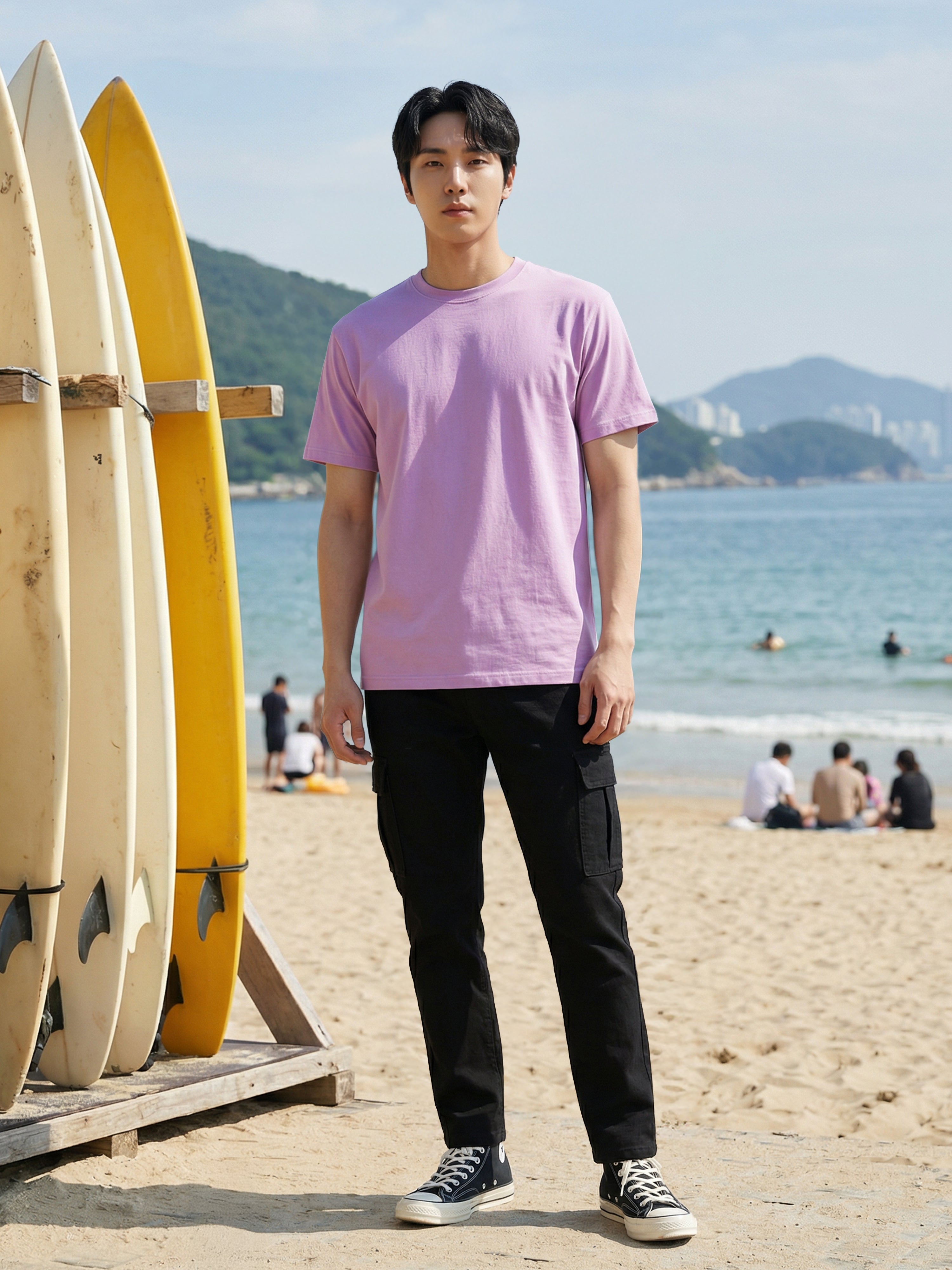 Cherry Blossom FrenchTerry Round Neck Half Mens T Shirt