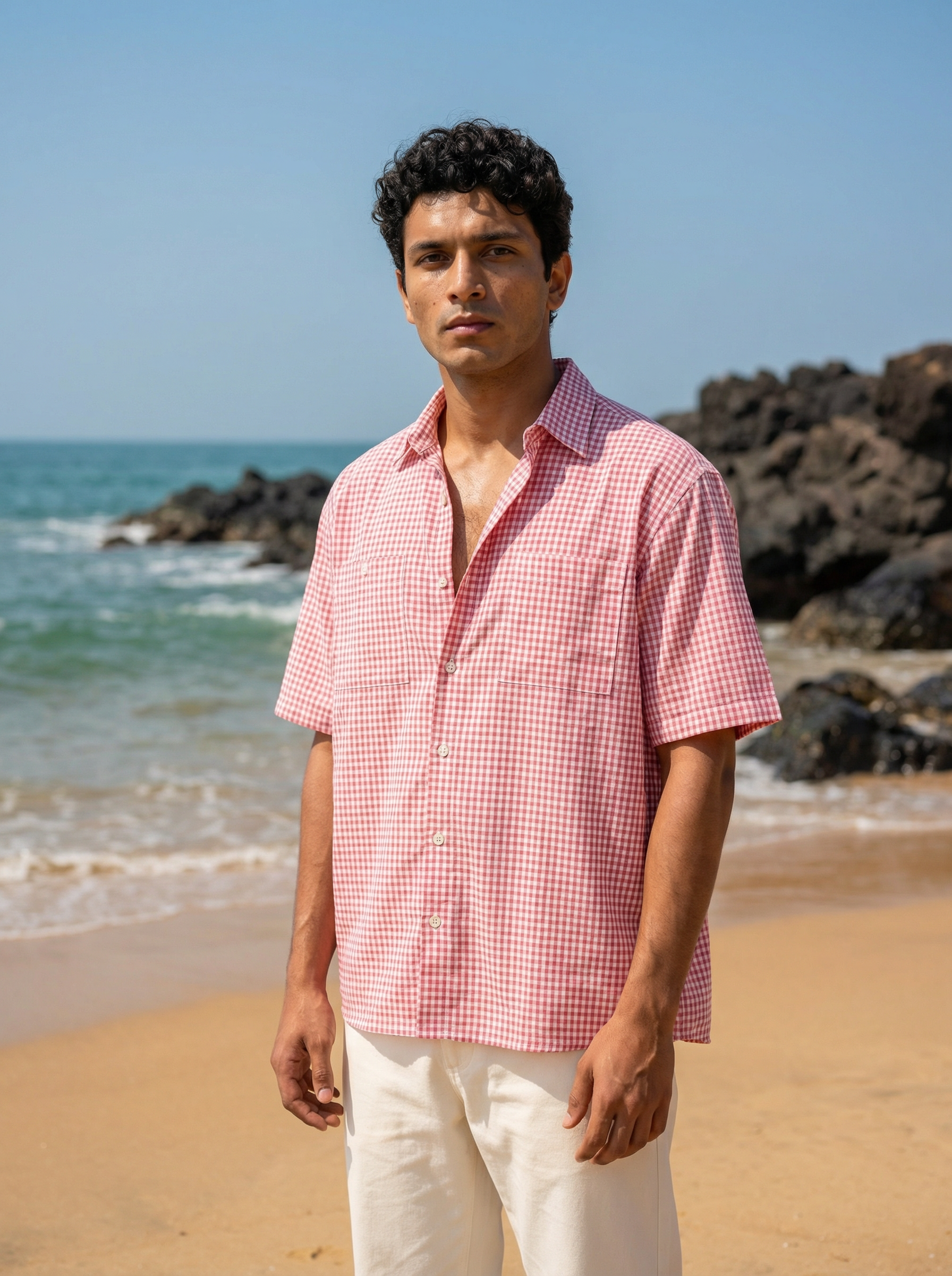 Pink Poly Cotton Oversized Shirt