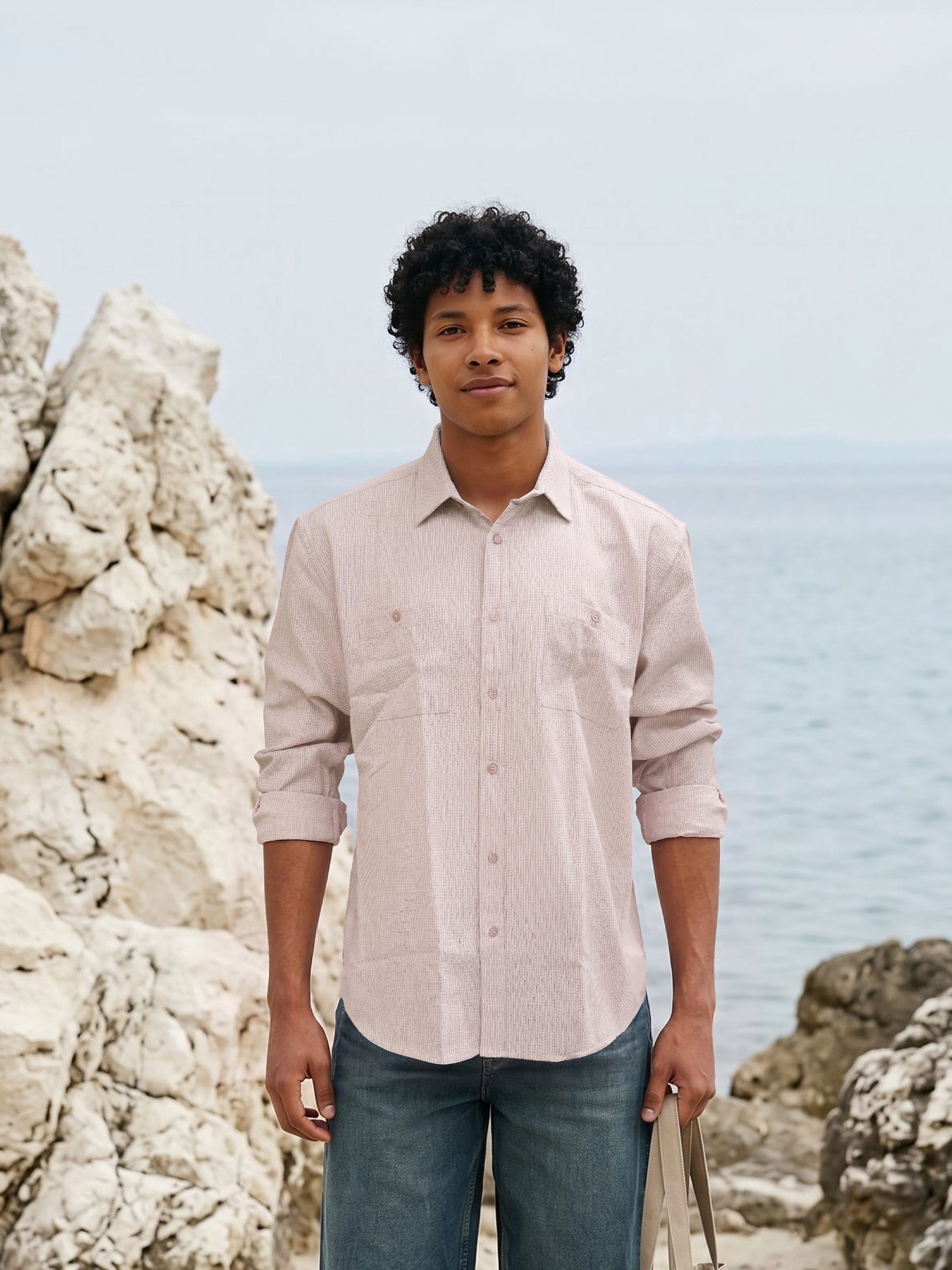 Men's Orange Oversized Fit Shirt