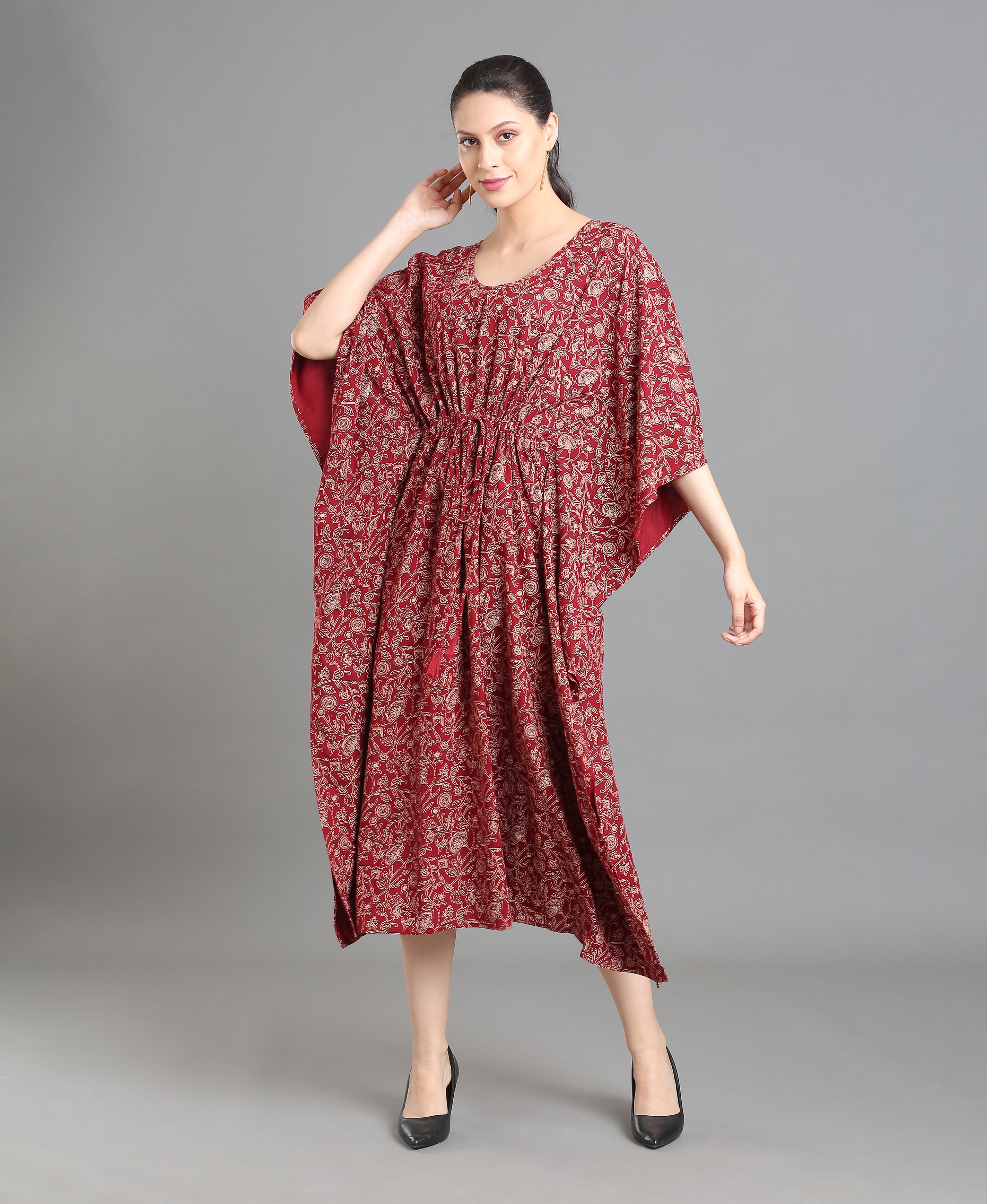 Scarlet Bloom Rayon Kaftan