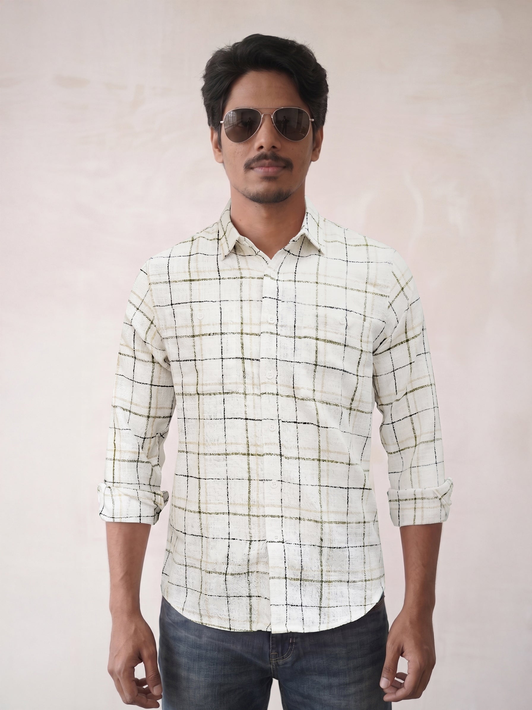 Men's Checks Green Regular Fit Shirt