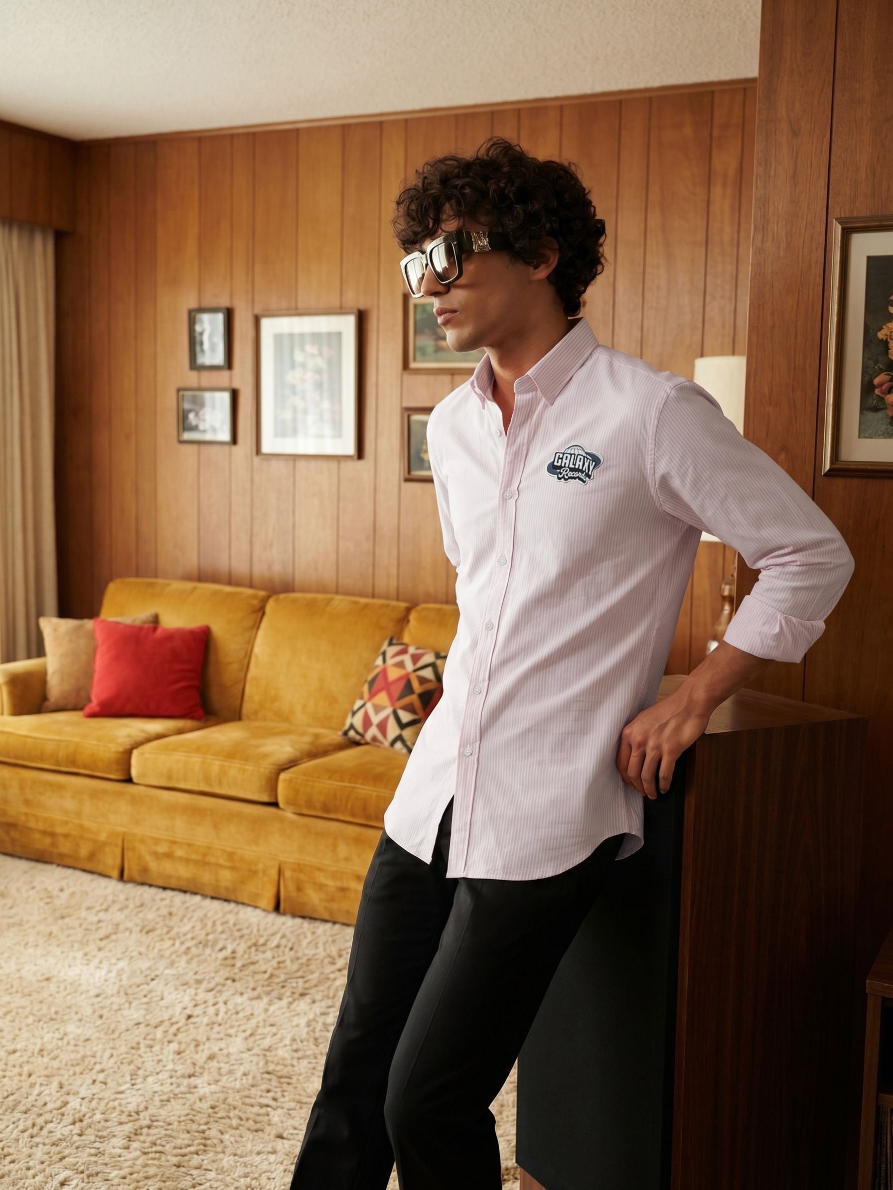 Men's Pinned Stripes Light Pink Relaxed Fit Shirt