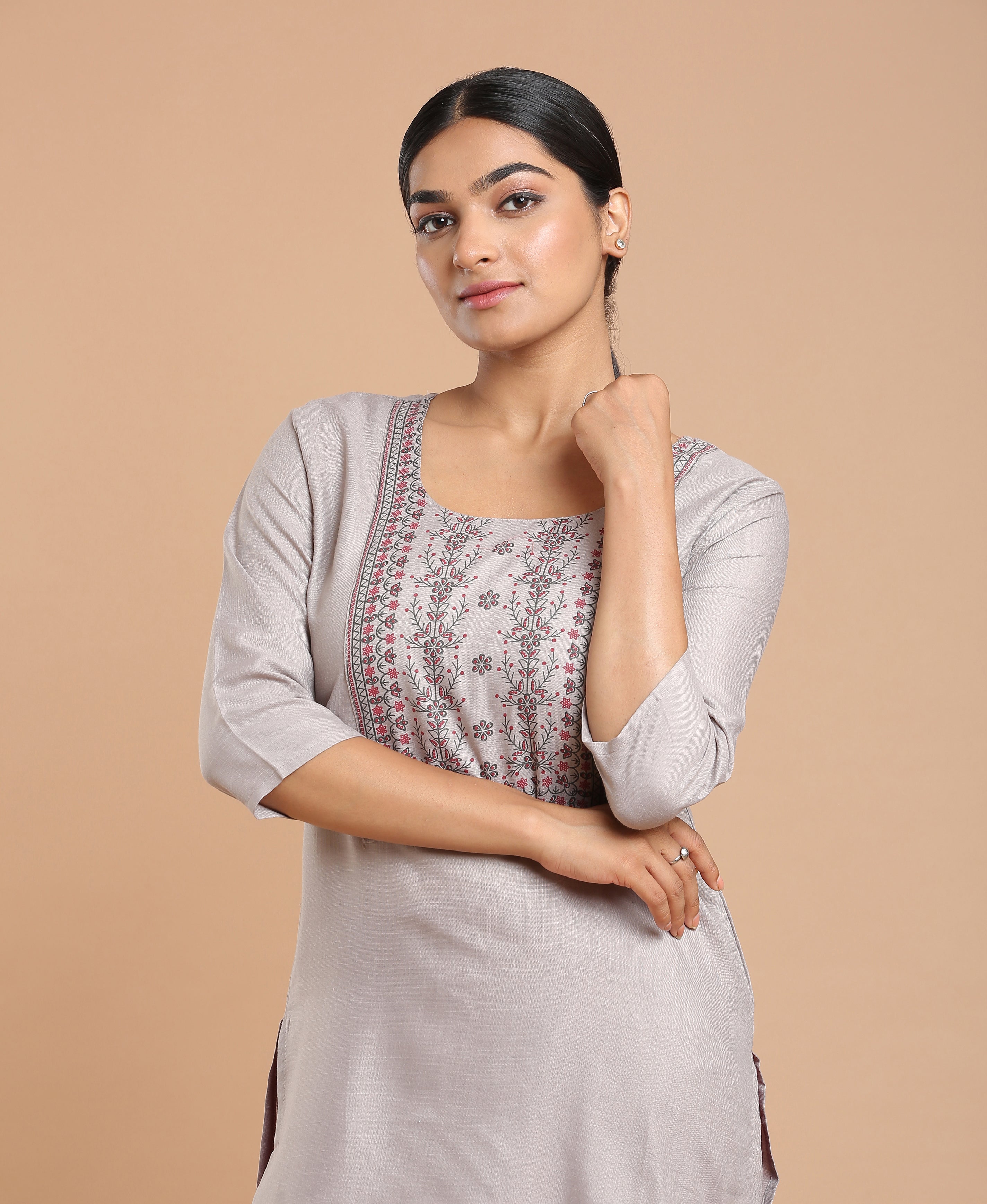 Steel Glow Poly Cotton Kurti