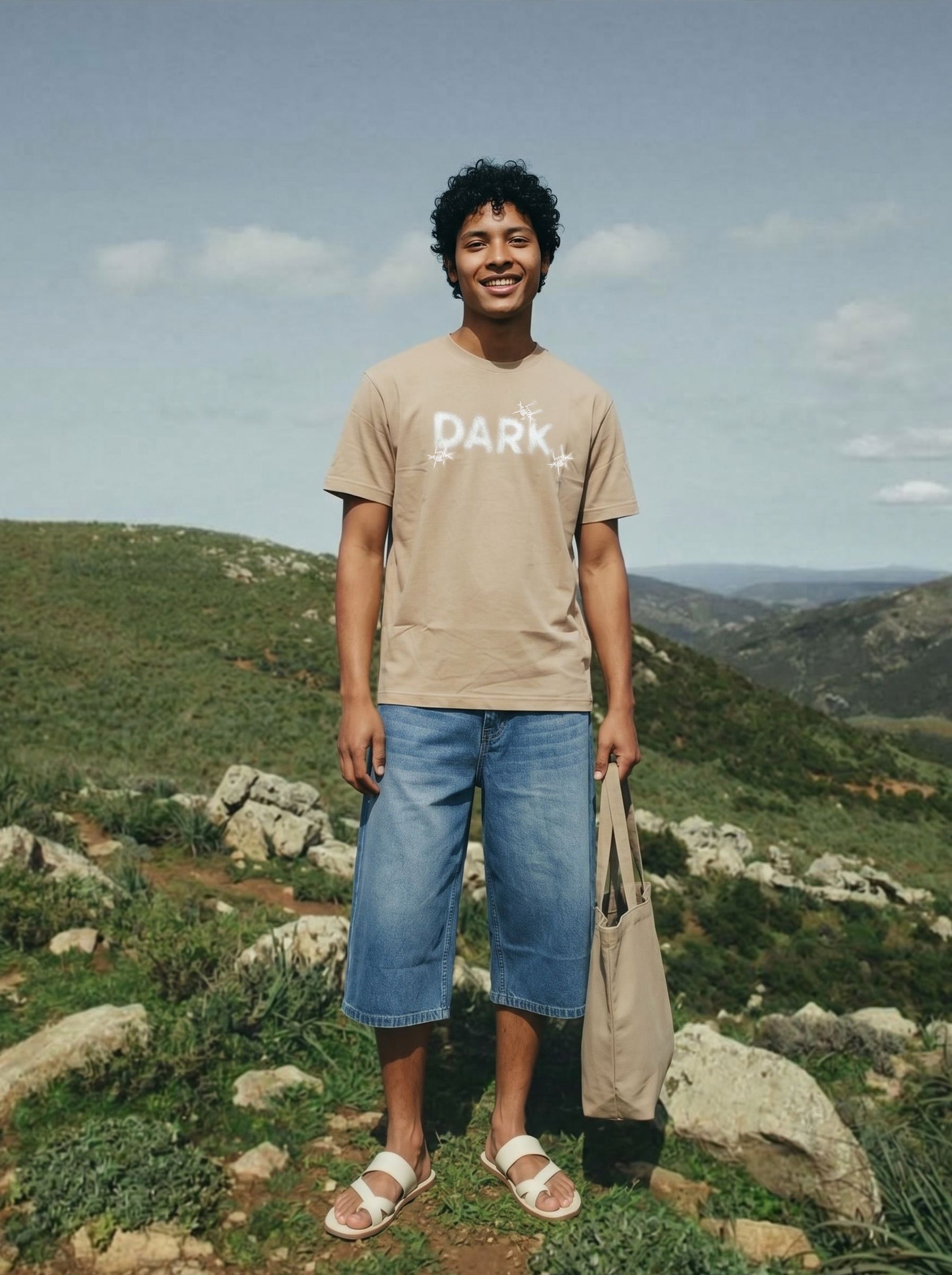 Men's S/J 200Gsm Beige Relaxed Fit T Shirt