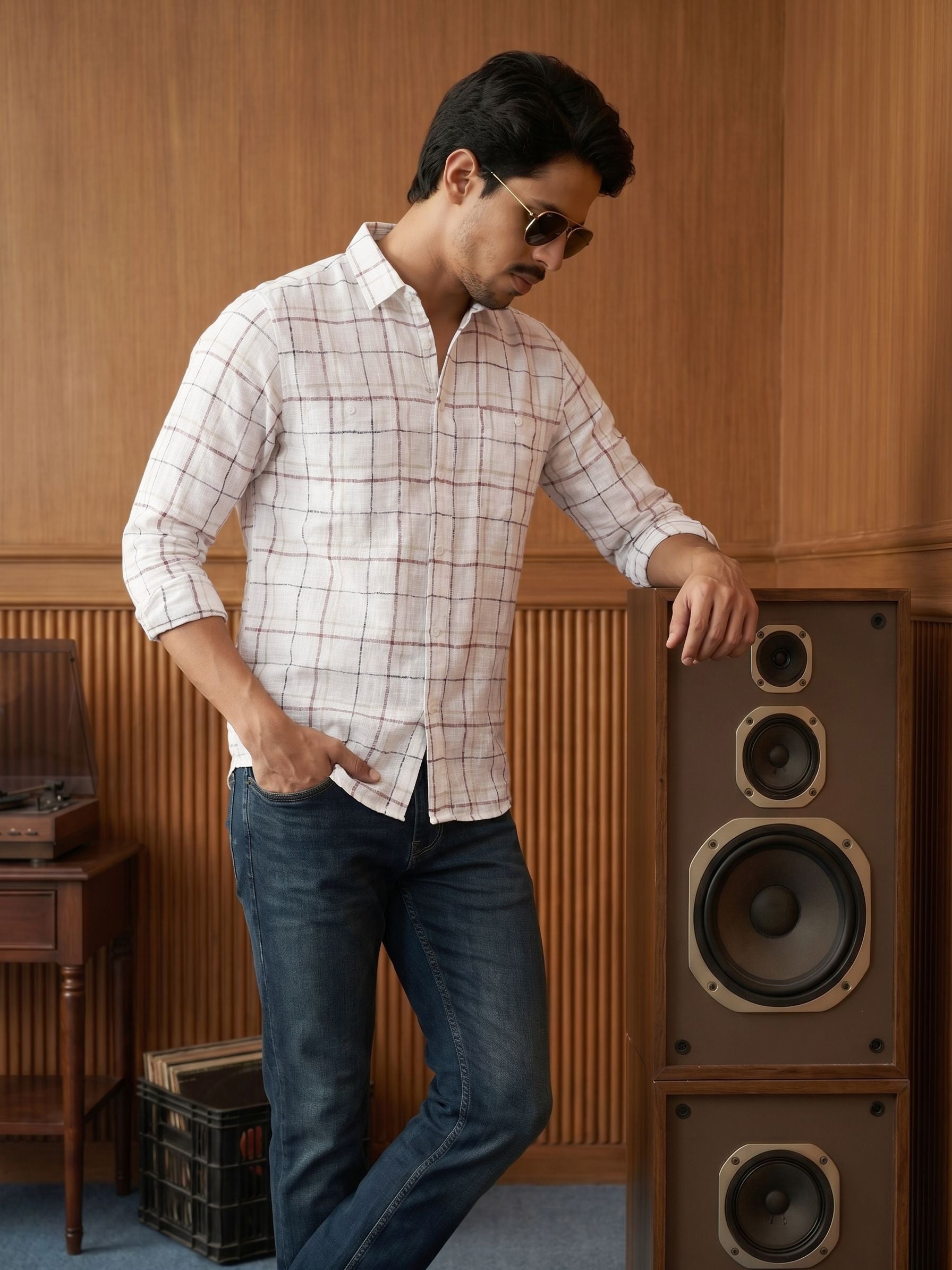 Men's Checks Brown Regular Fit Shirt