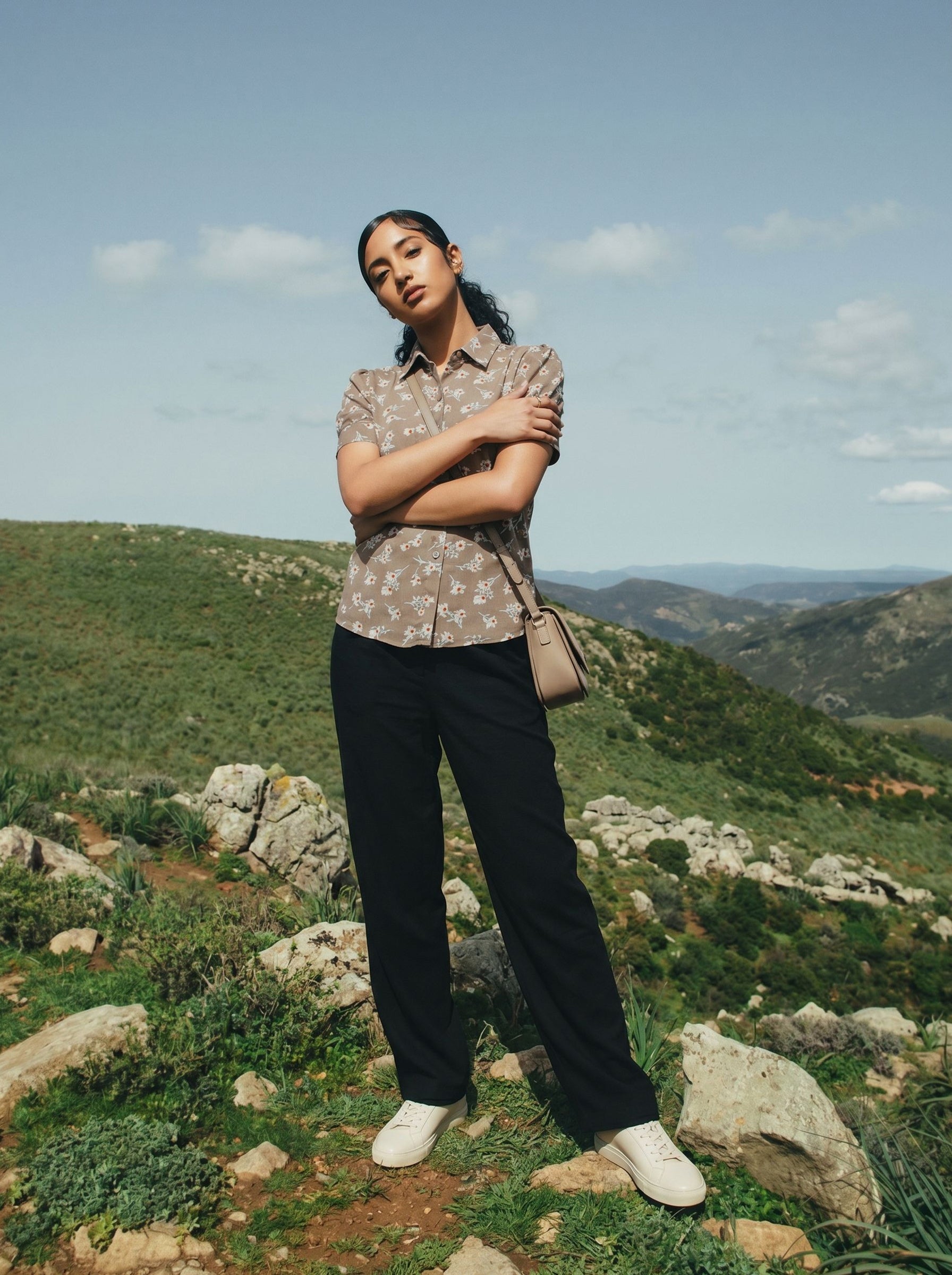 Women's Poly Rayon Brown Regular Shirt