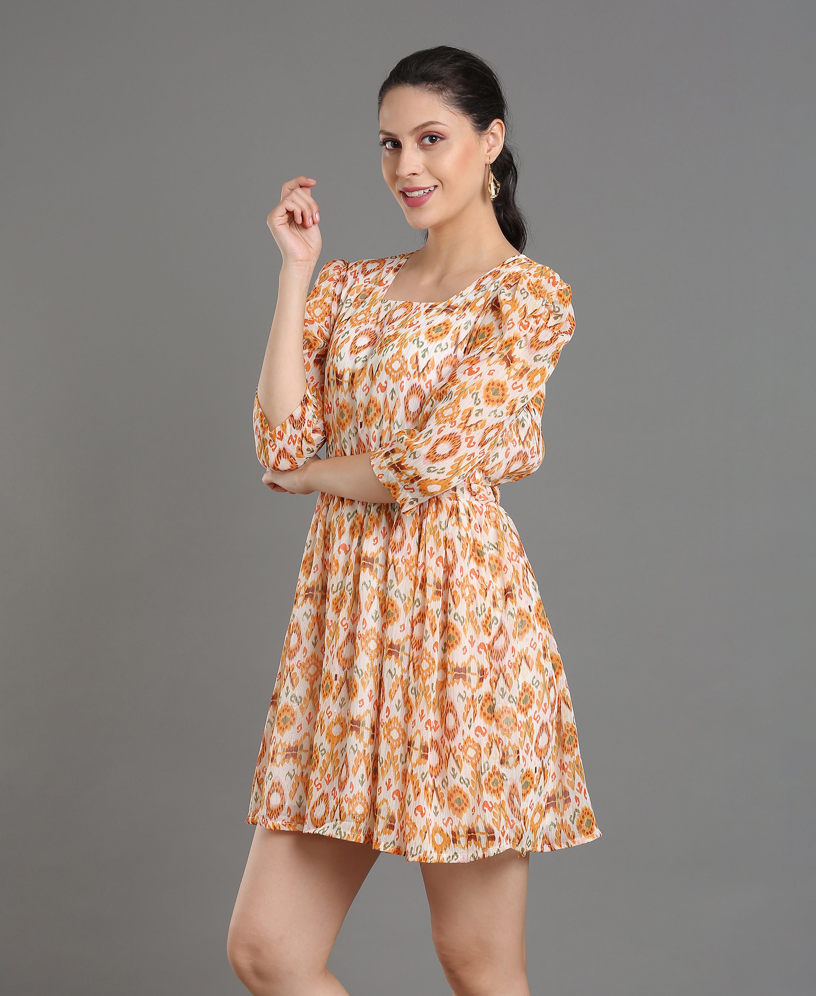 Golden Glow Chiffon Dress