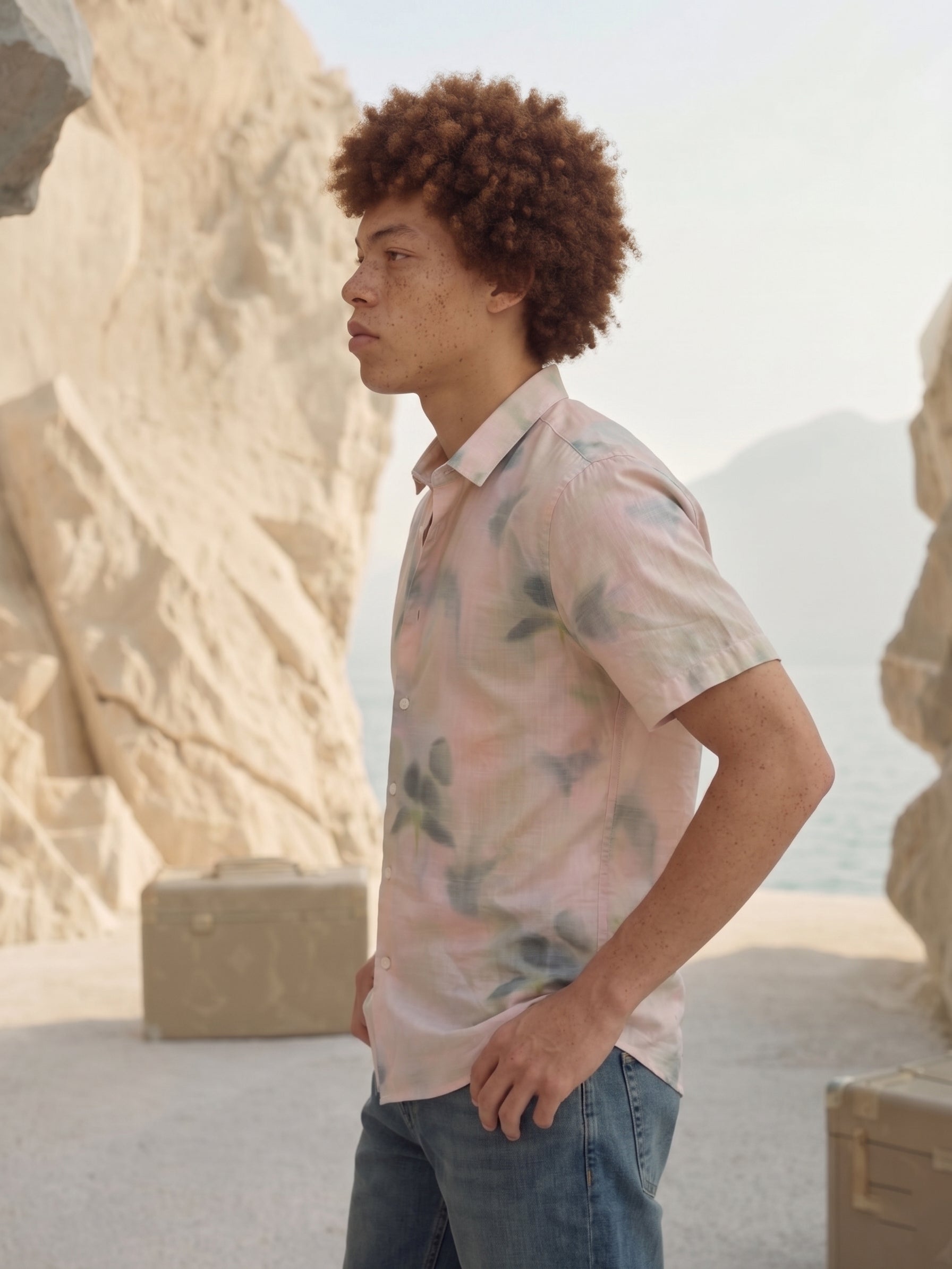 Men's Imported Prints Peach Relaxed Fit Shirt
