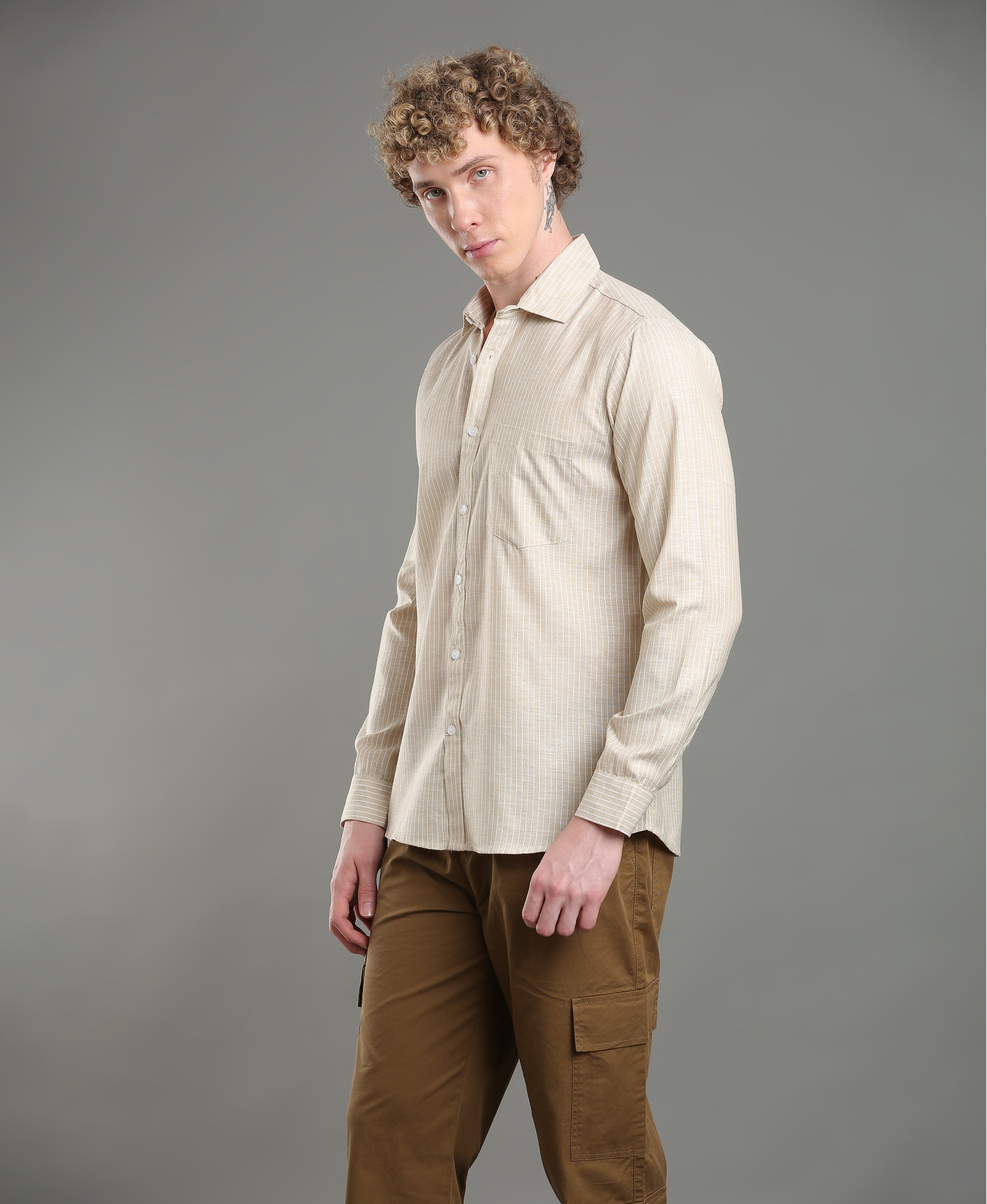 Mustard Stripe Tailored Shirt