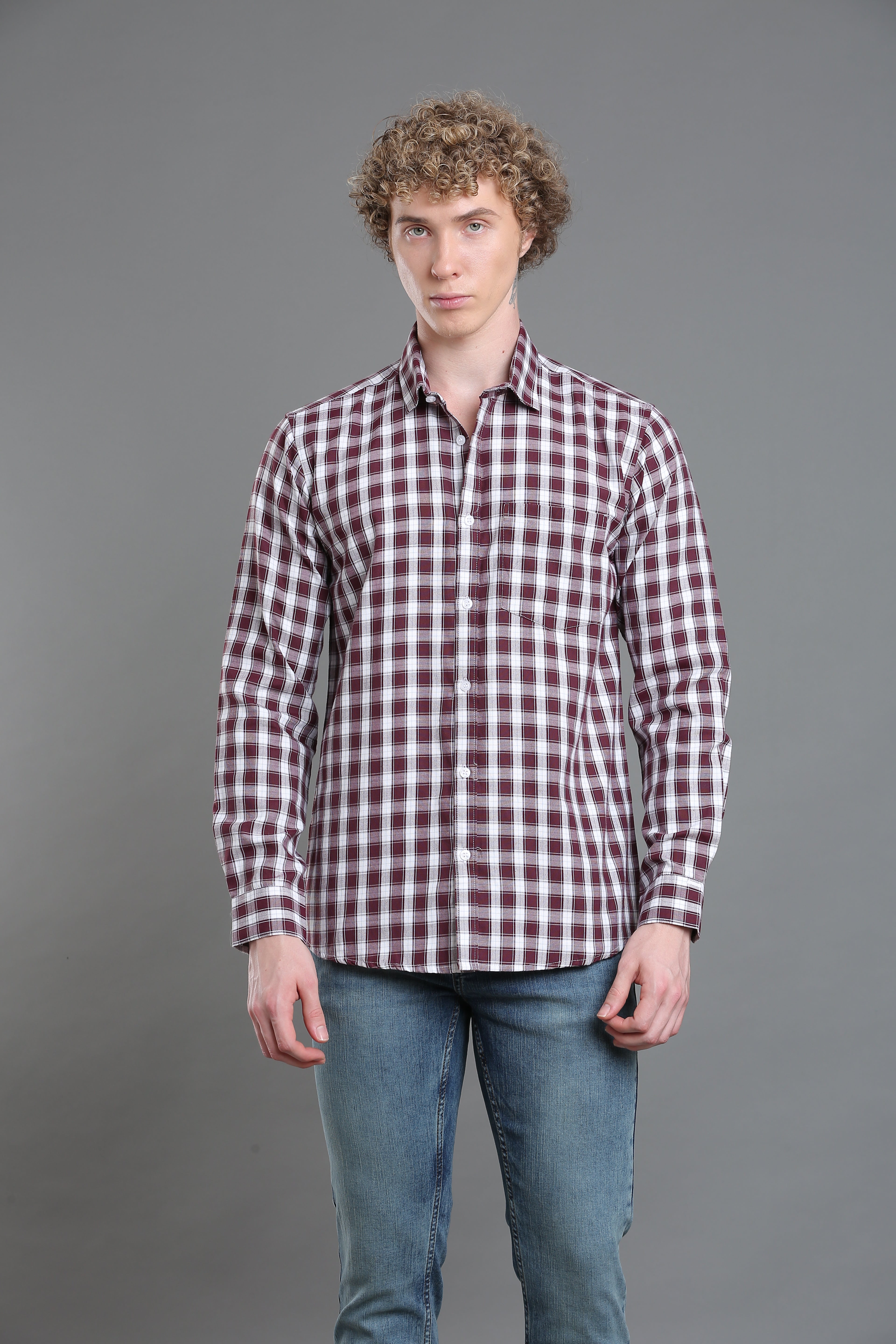 Wine Check Tailored Shirt