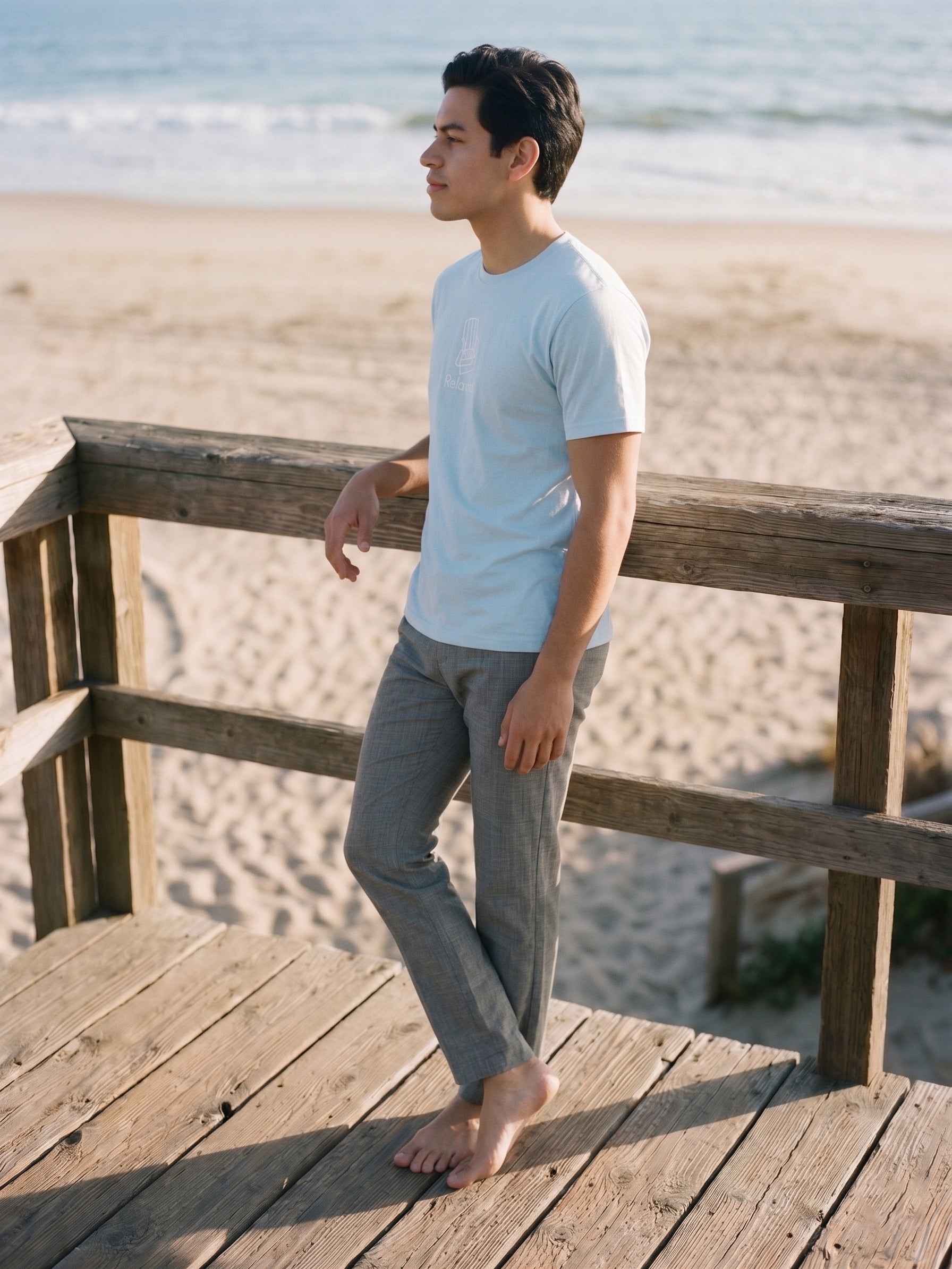 Men's Cotton Light Blue Regular Fit Round Neck T Shirt