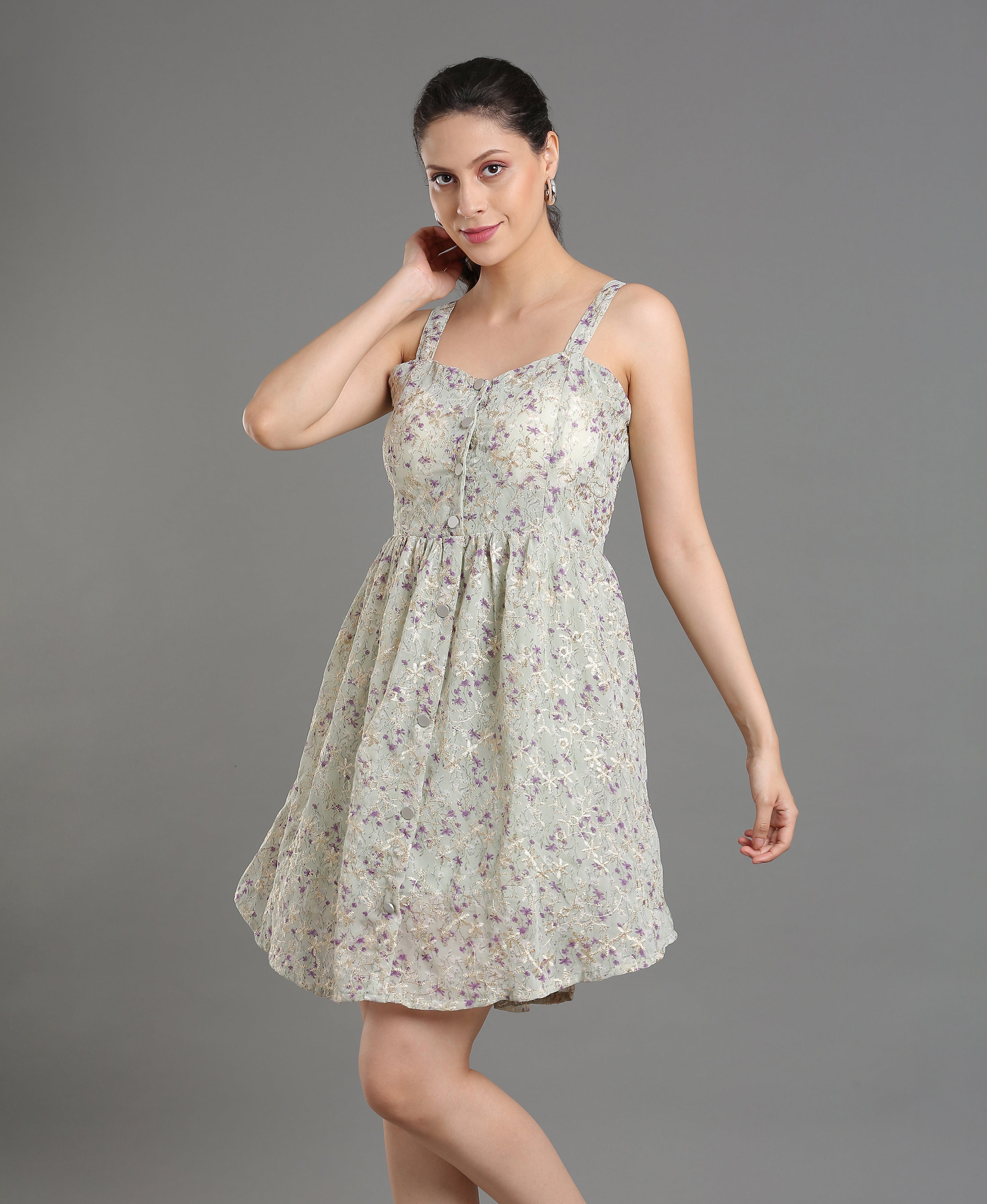 Ivory Bloom Embroidered Dress