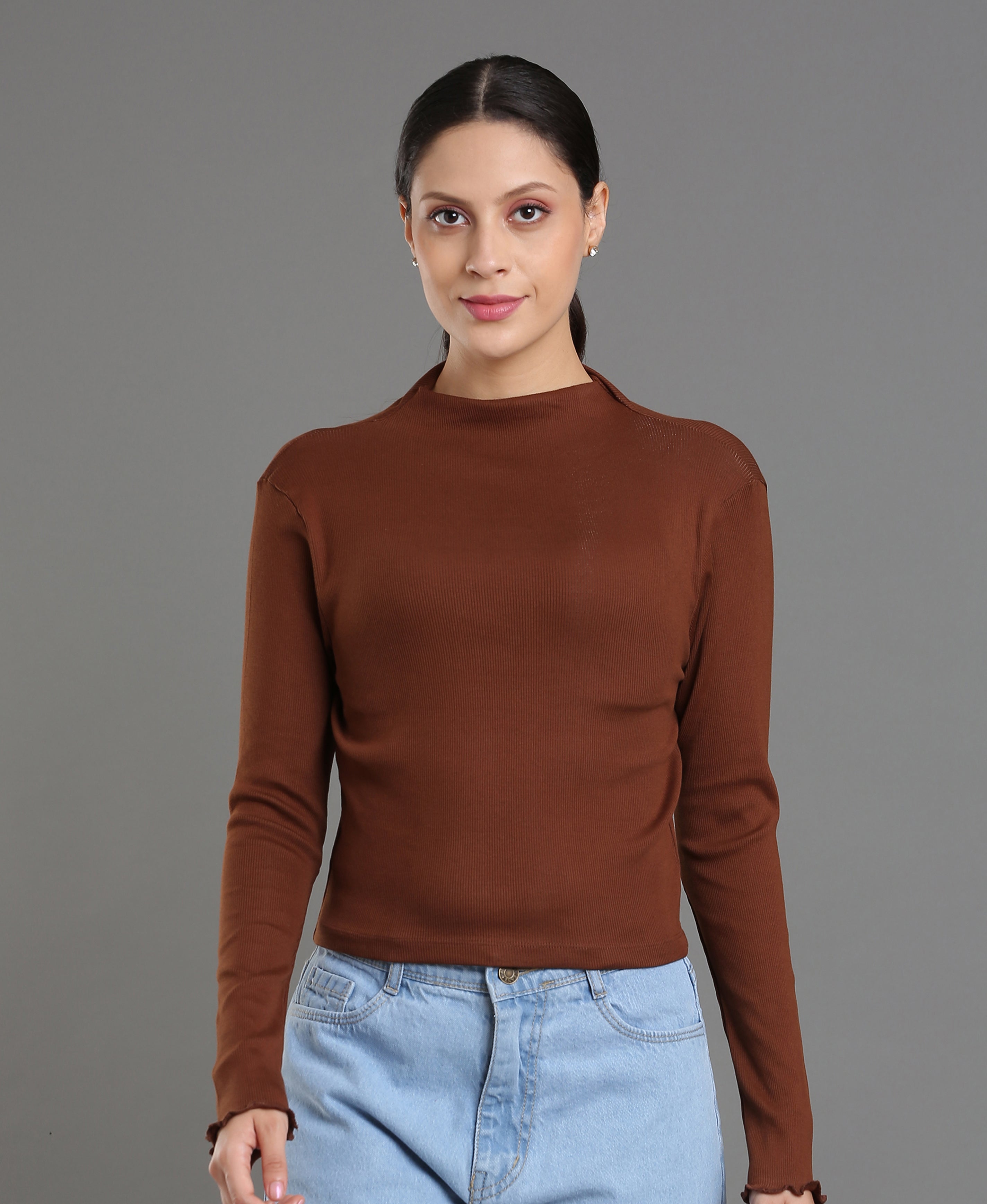 Mocha Rib Knit Crop Top