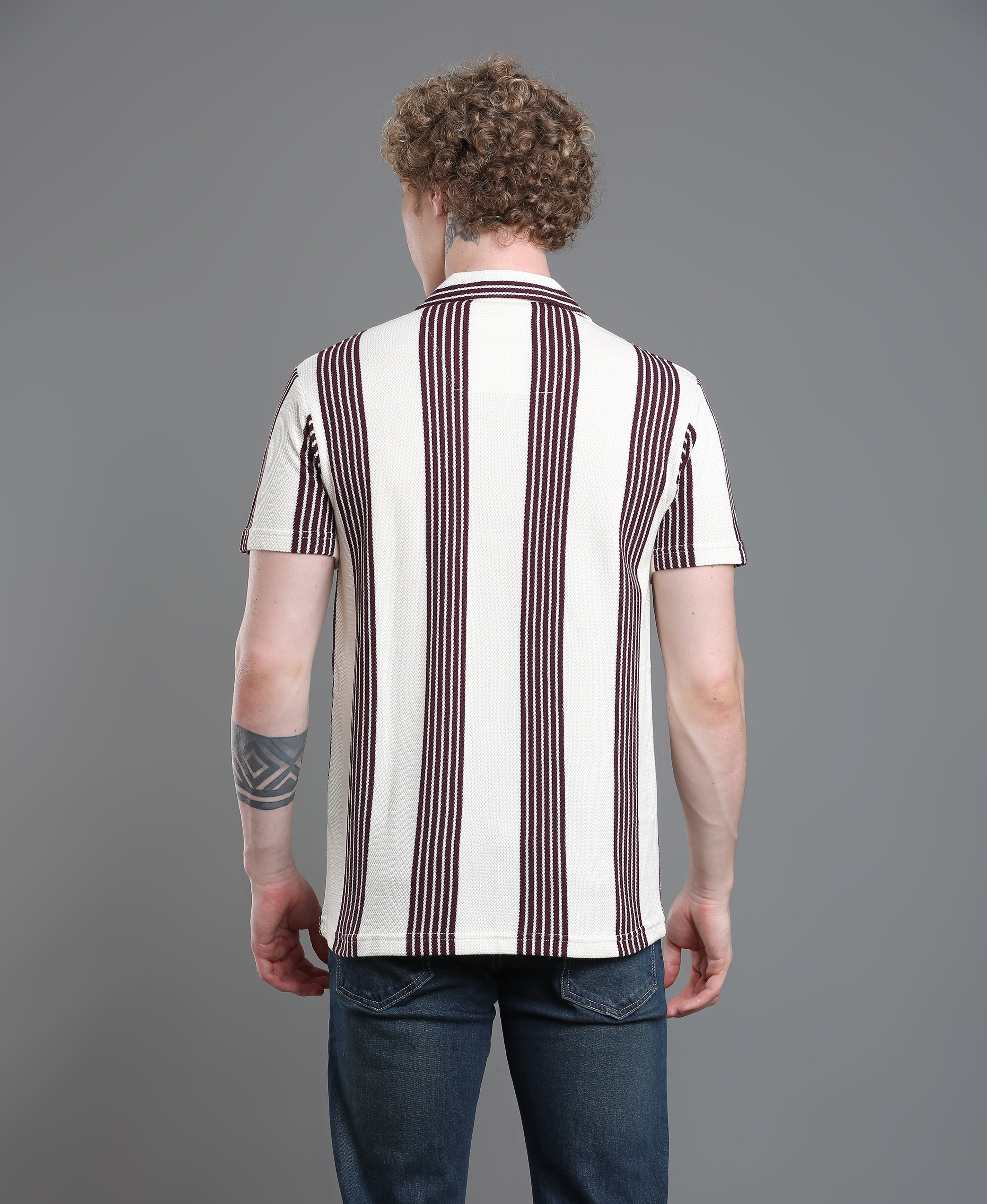 Maroon Stripe Regular Shirt