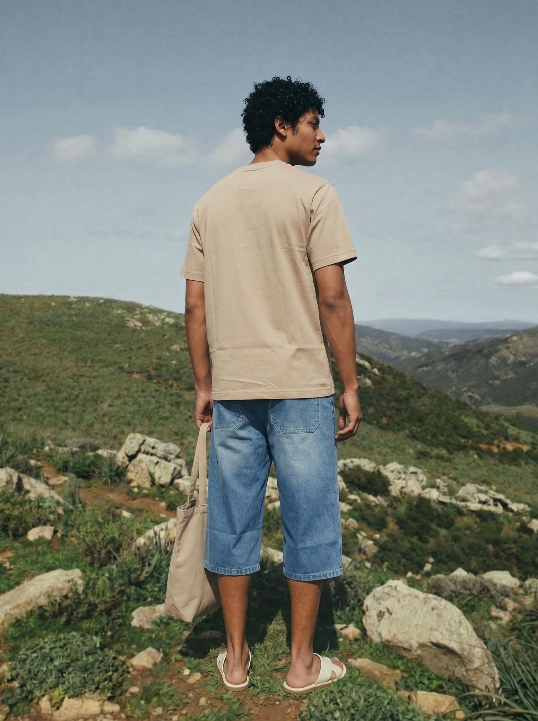 Men's S/J 200Gsm Beige Relaxed Fit T Shirt