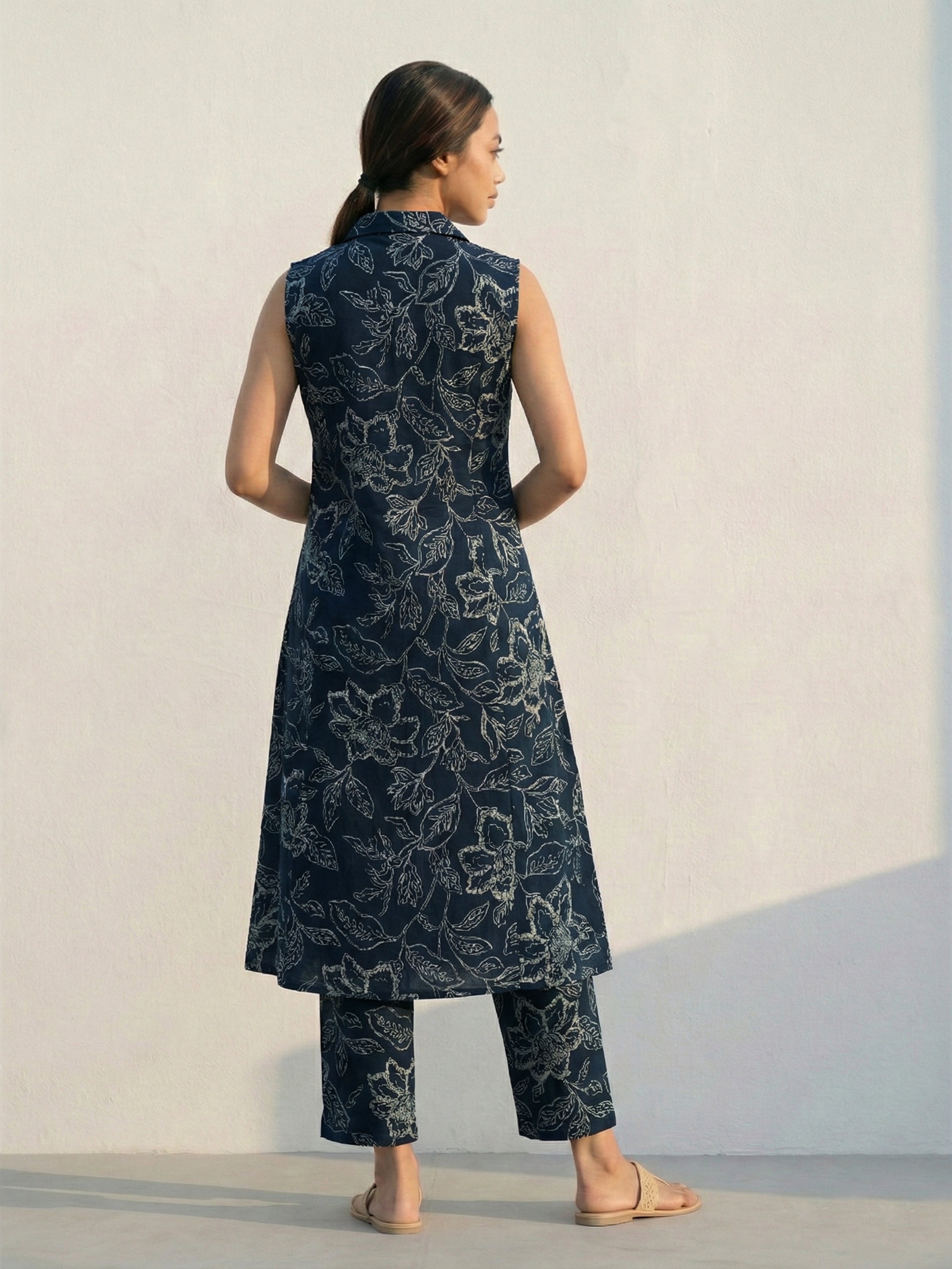 Indigo Shade Aline Fit Printed Kurti Set