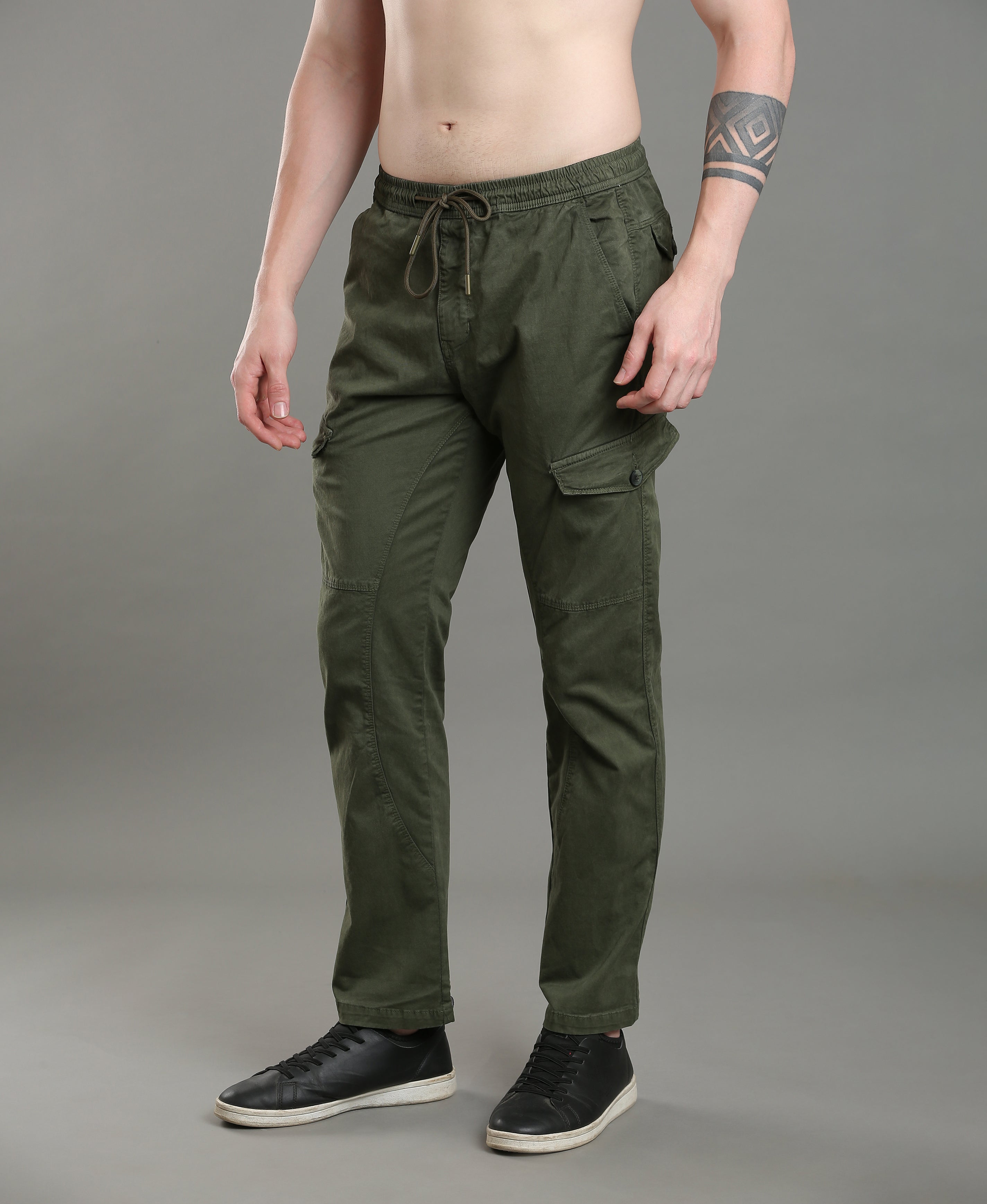 Green Front 6-Pocket Twill Cargos