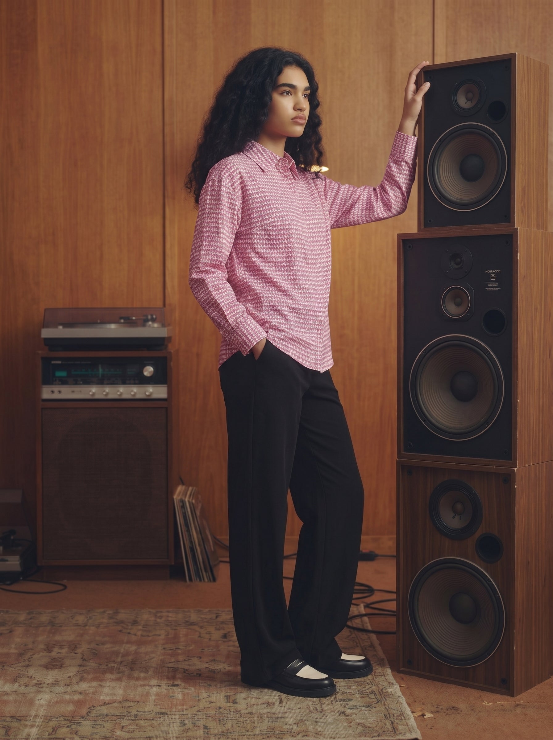 Women's Poly Rayon Pink Oversized Fit Shirt