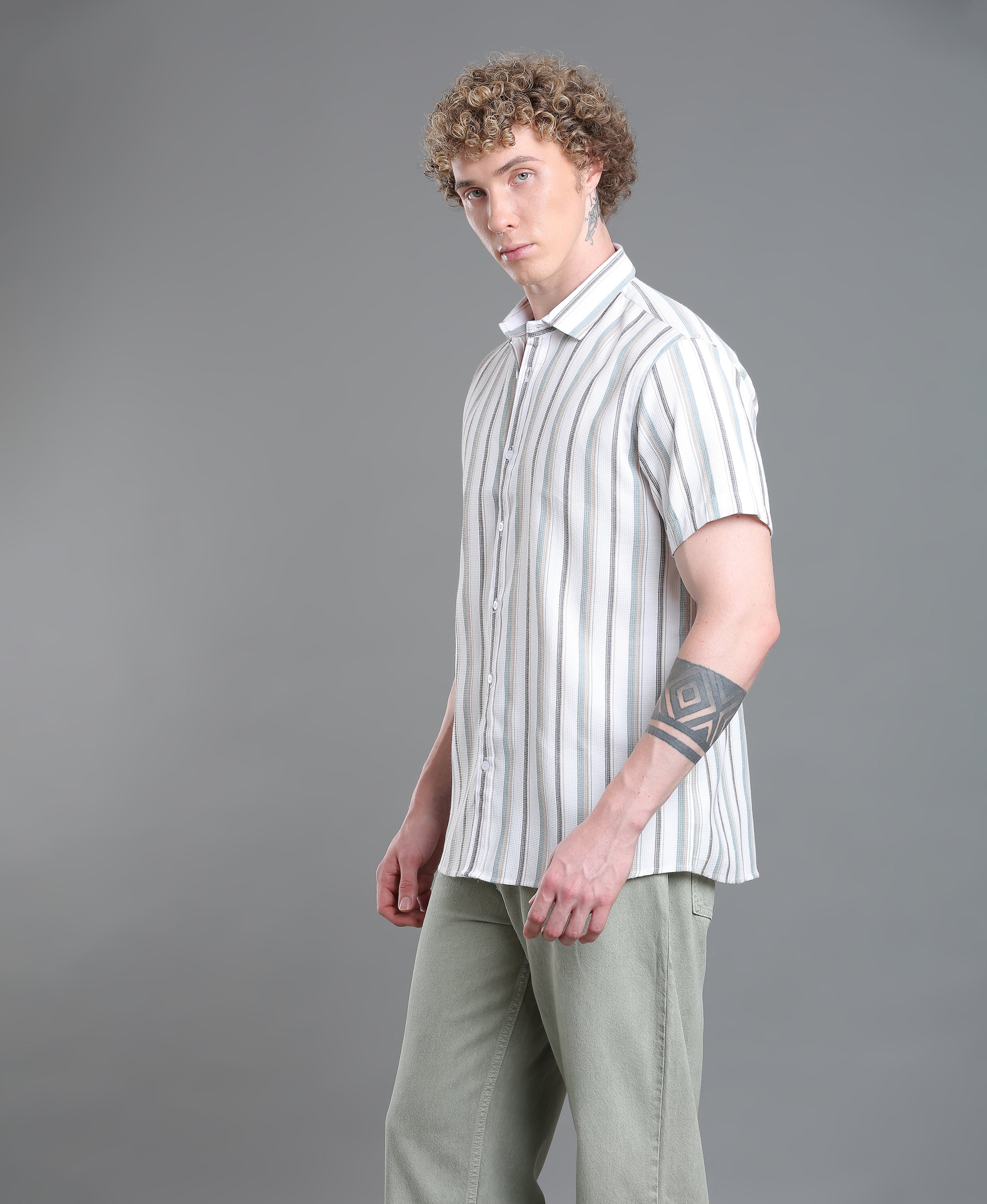 Ivory Stripe Tailored Shirt