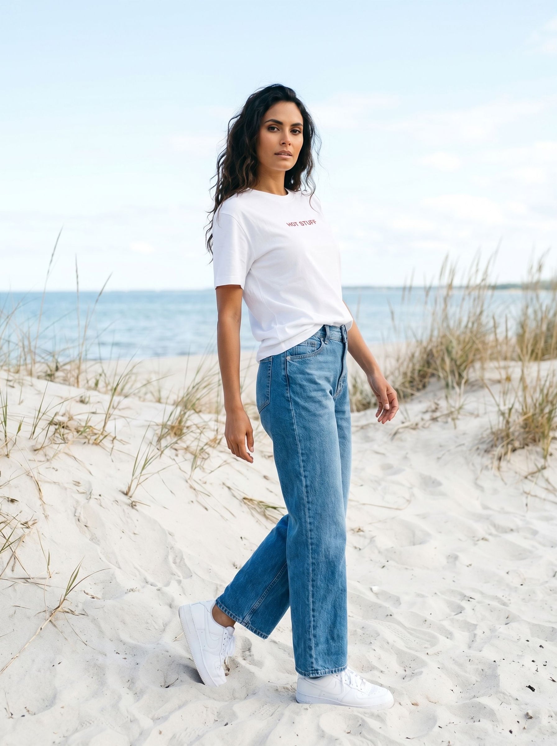 Women's Cotton Off White Oversized Fit T Shirt