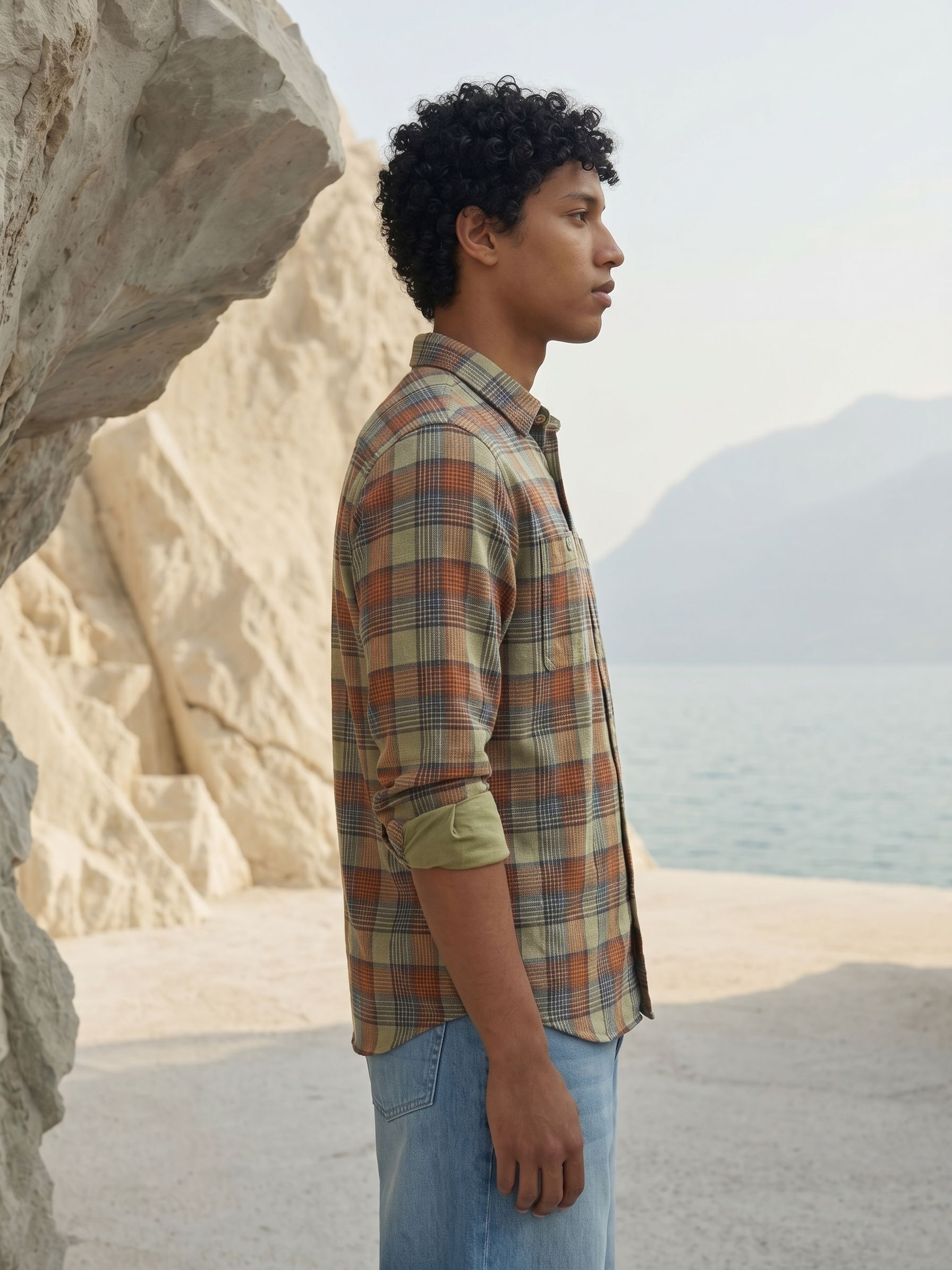 Men's Checks Orange Relaxed Fit Shirt