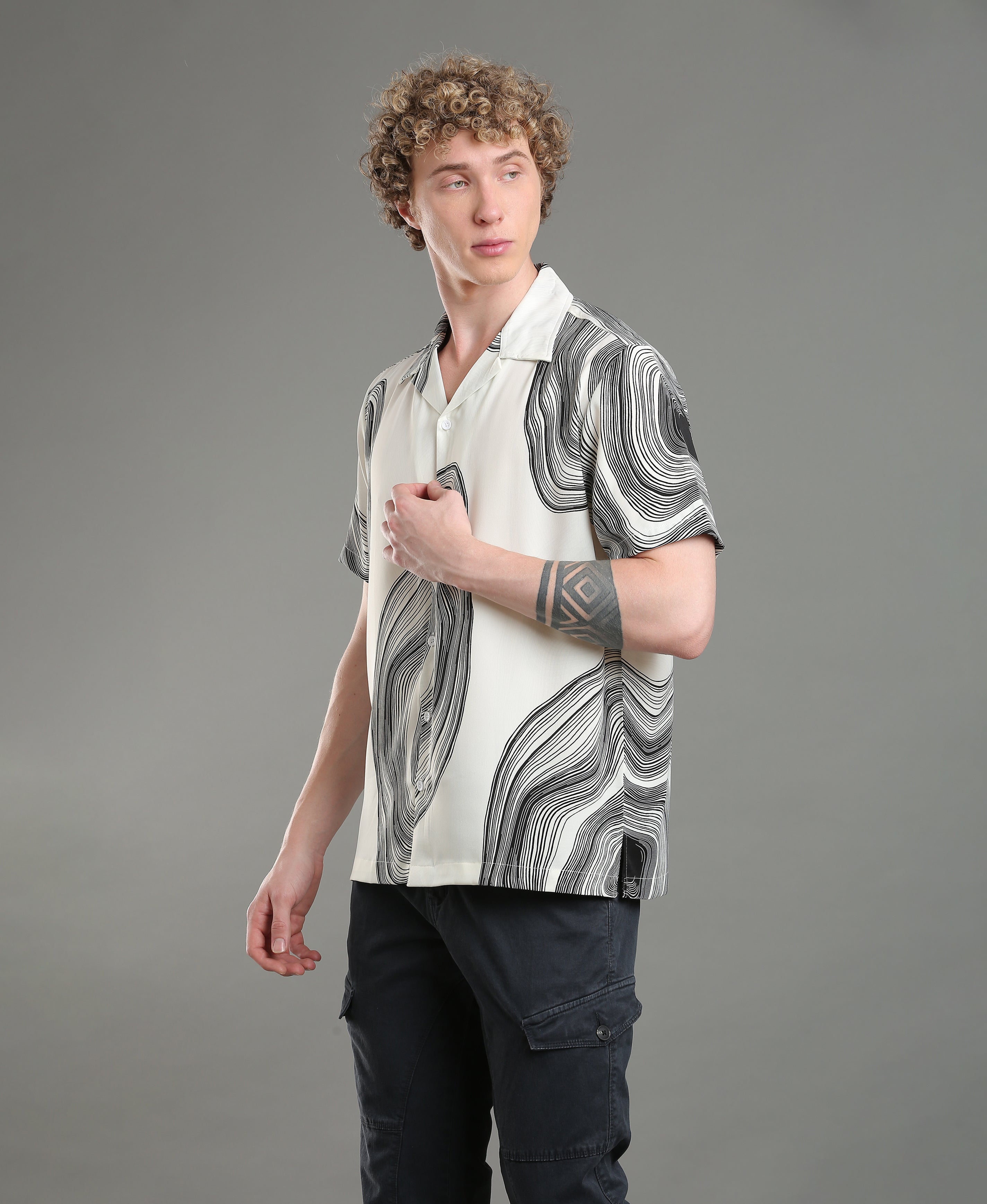 Riviera Wave Printed Cuban Shirt