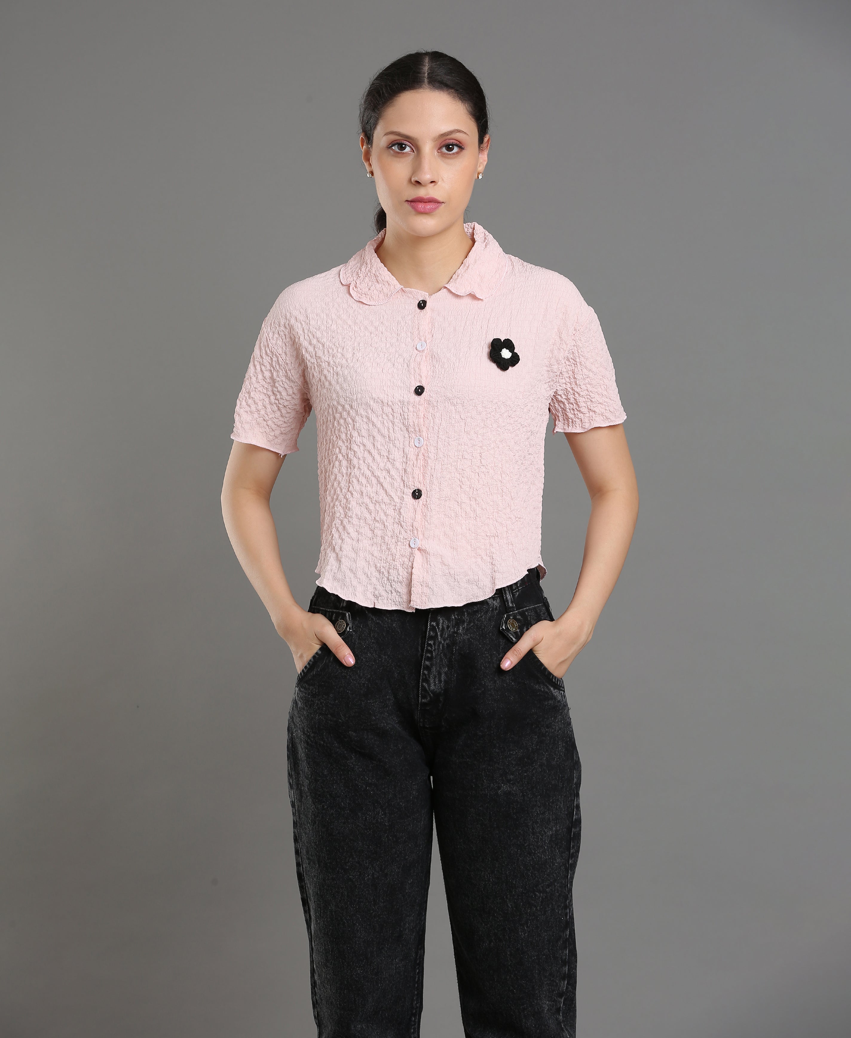 Peach Fancy Textured Top