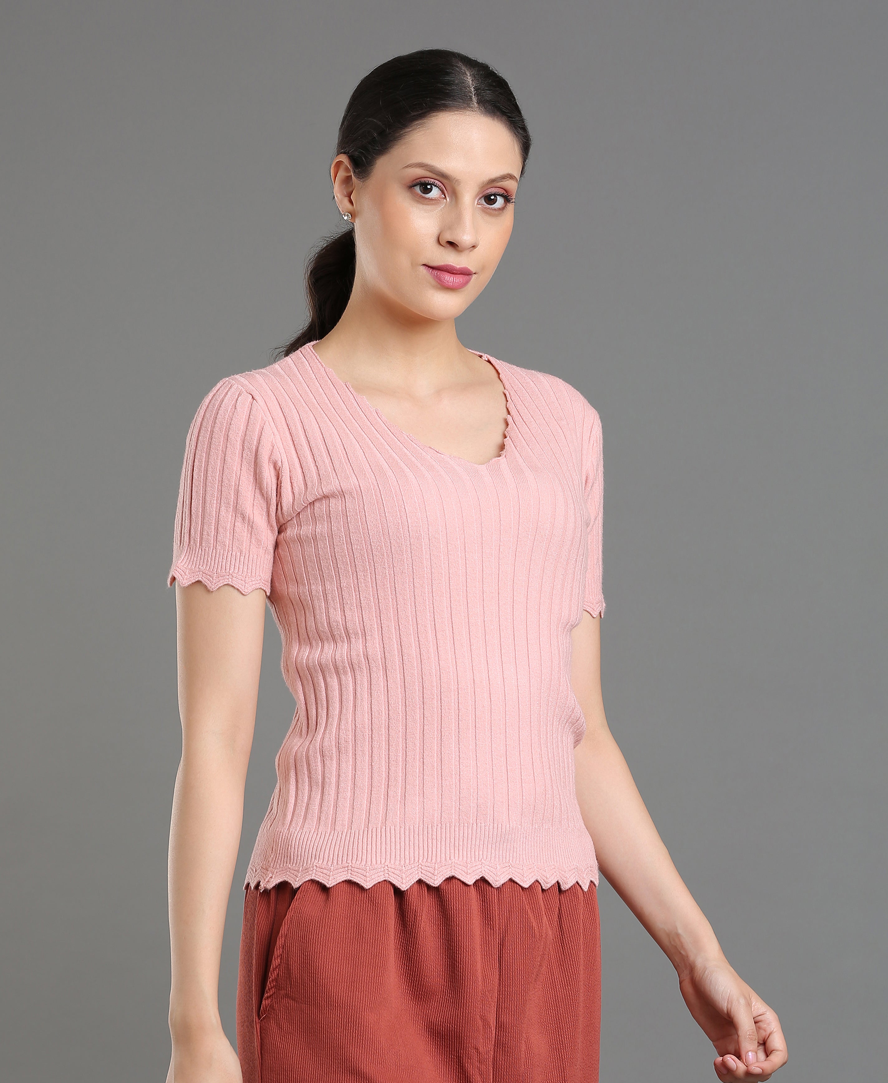 Blush Crochet Round Neck Top