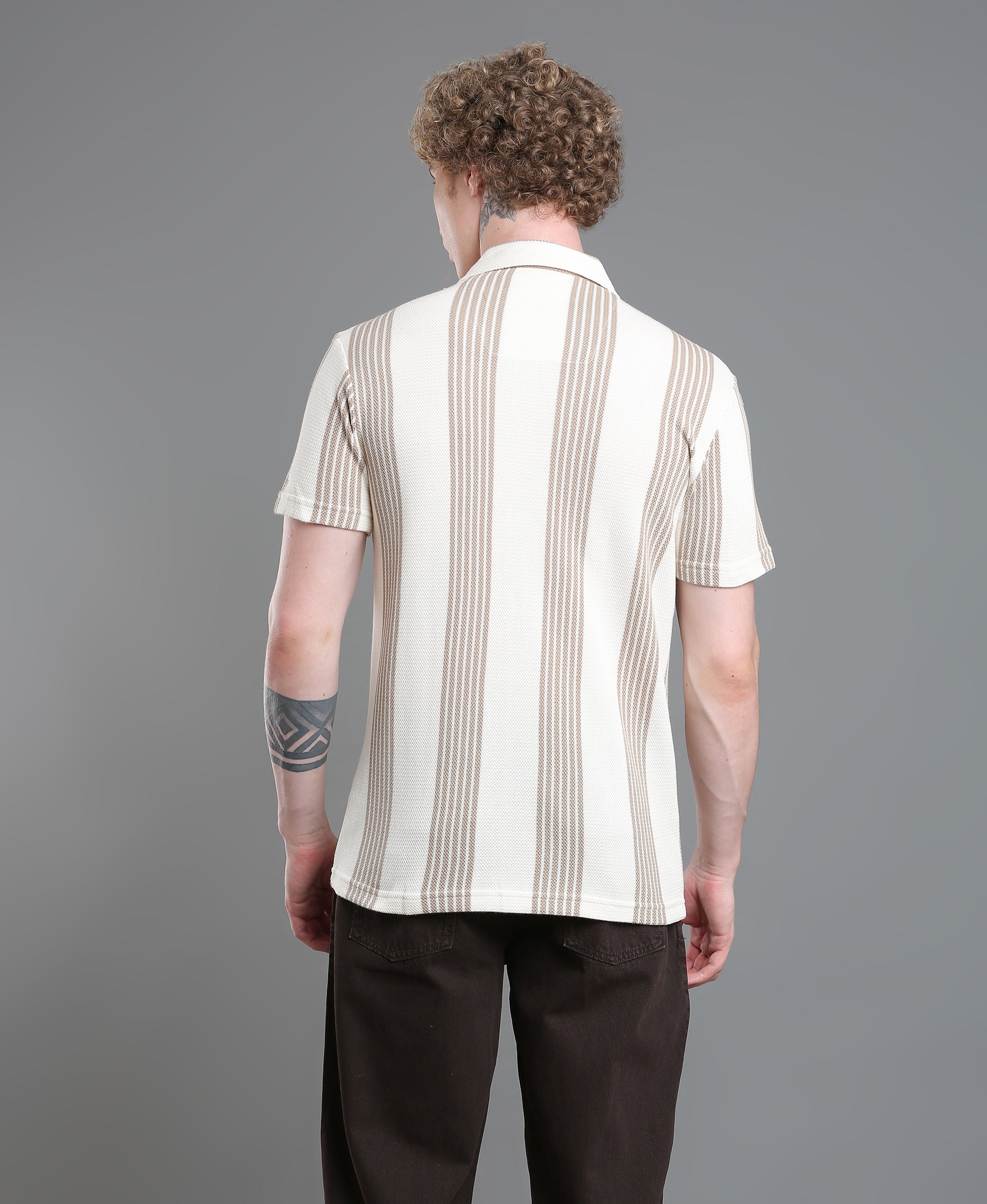Khaki Stripe Regular Shirt
