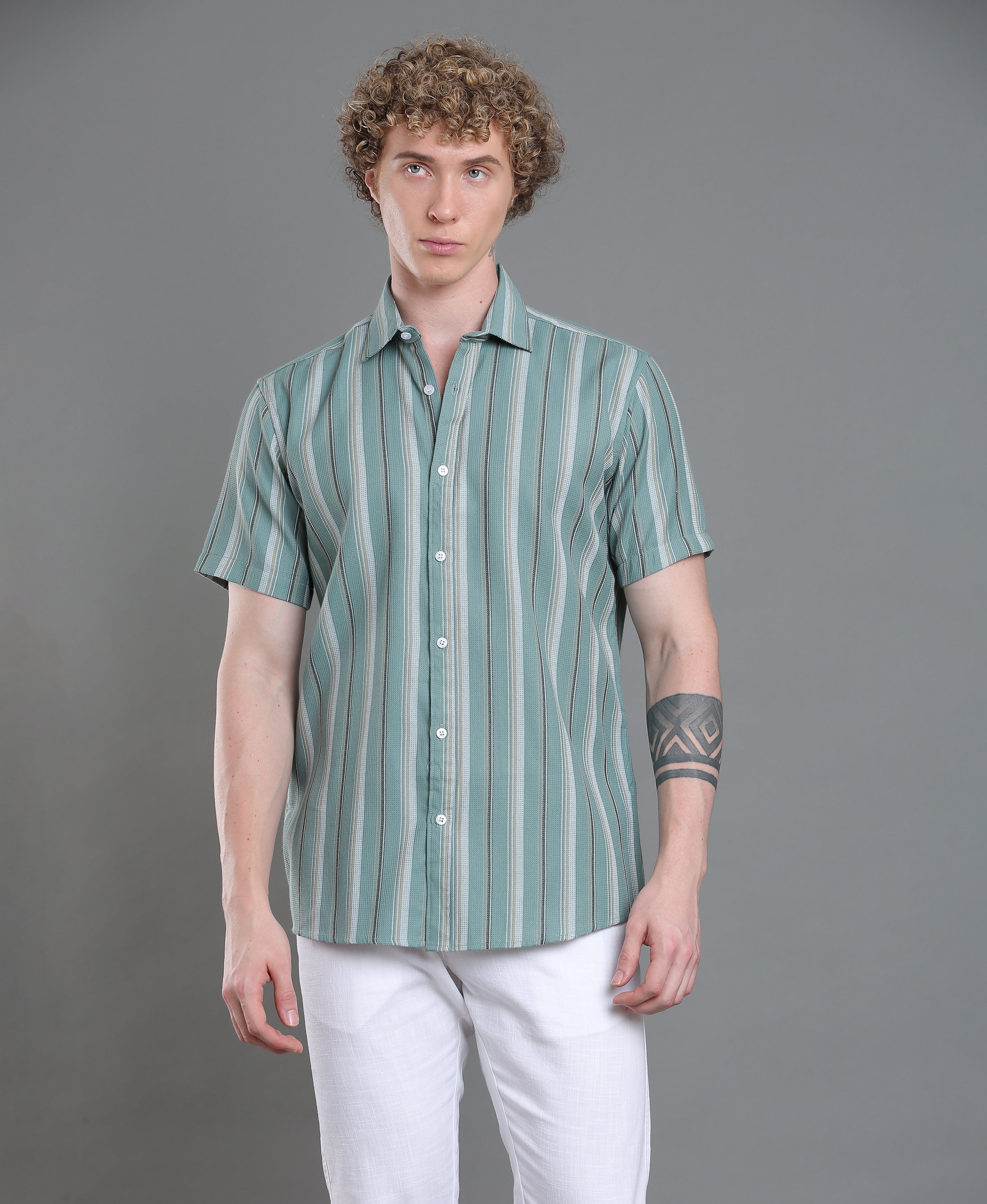 Emerald Stripe Tailored Shirt