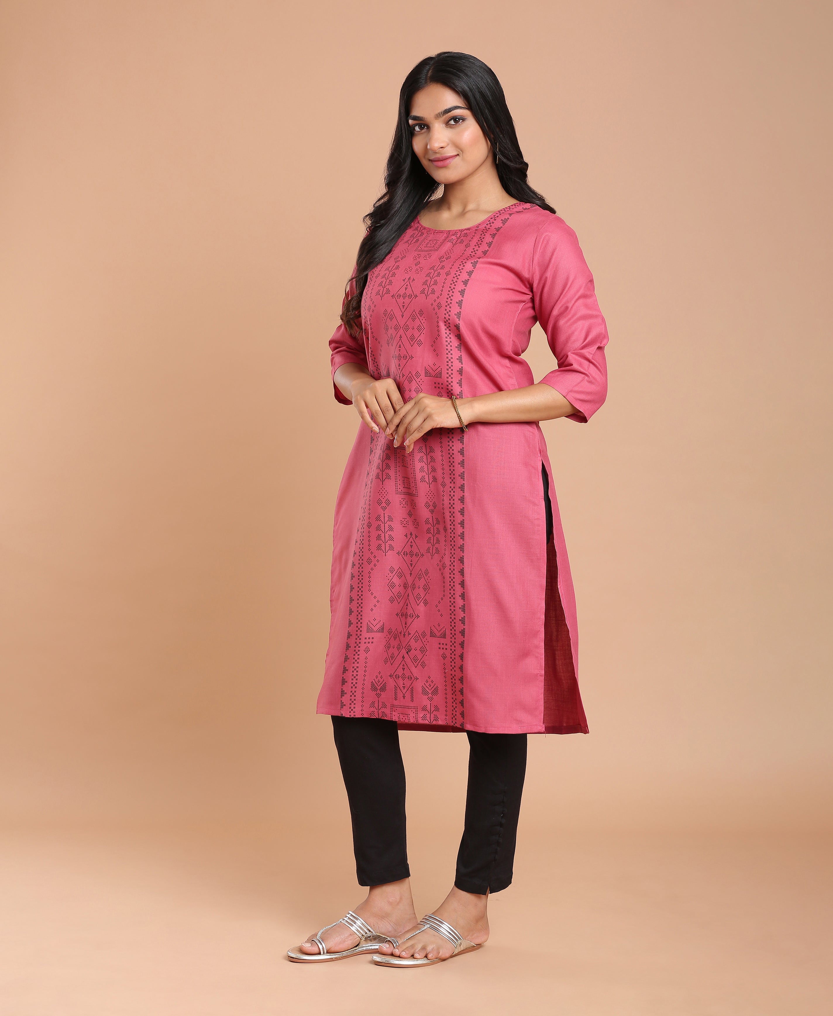 Peach Glow Poly Cotton Kurti
