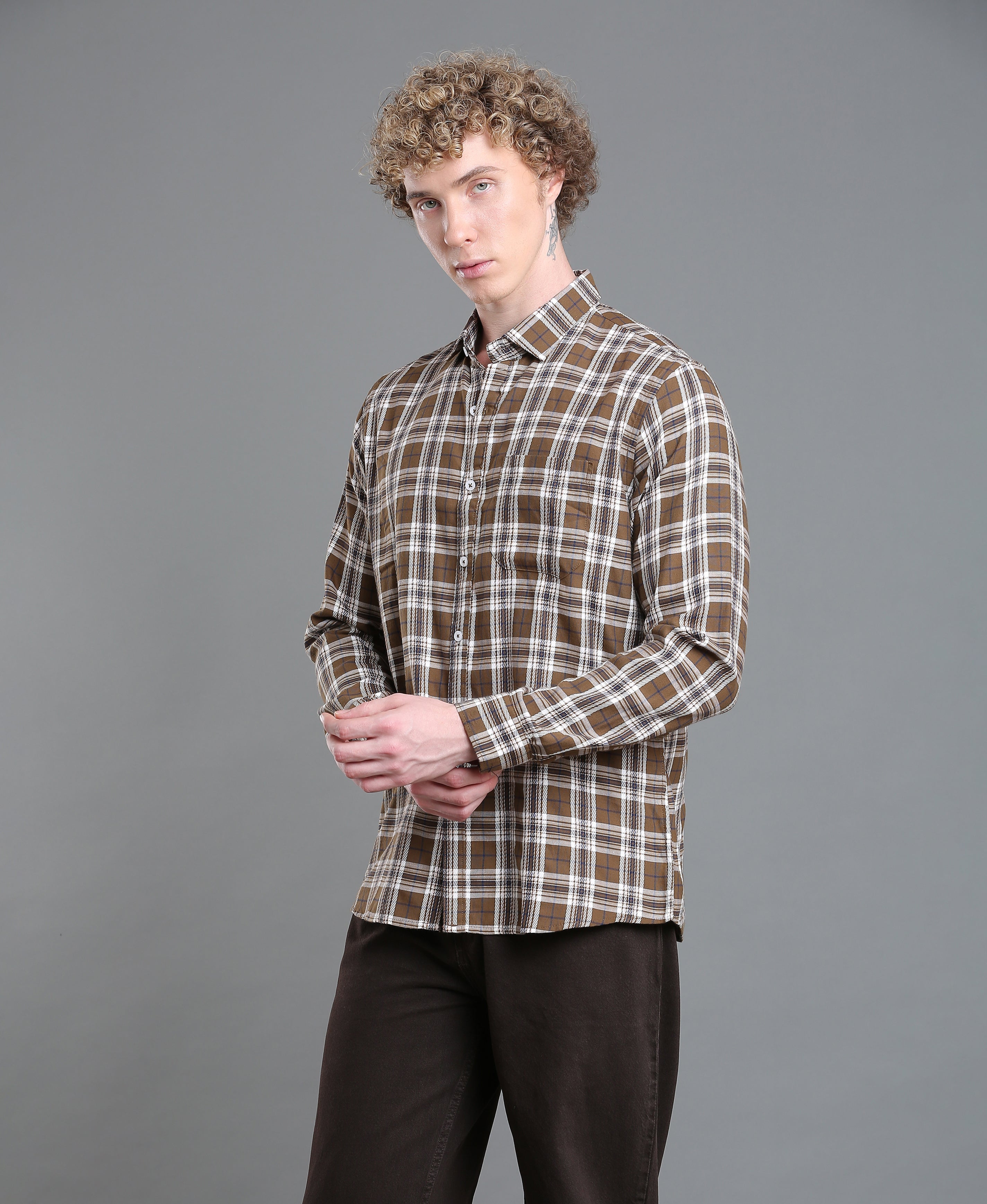 Olive Check Tailored Shirt