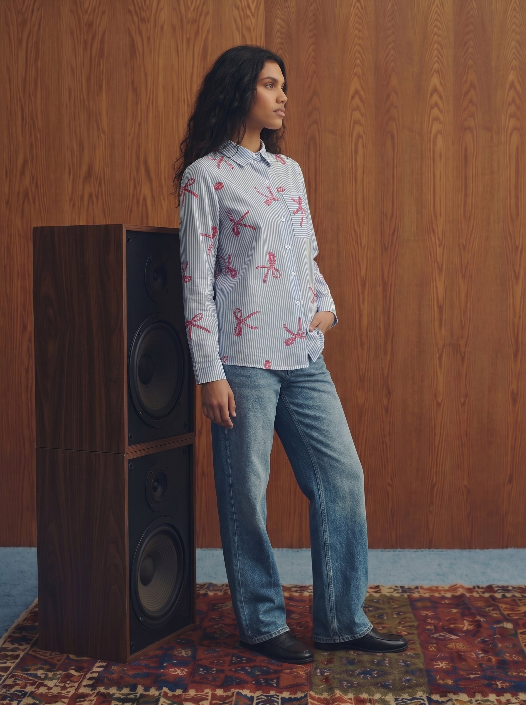 Women's Poly Rayon Sky Blue Relaxed Fit Shirt