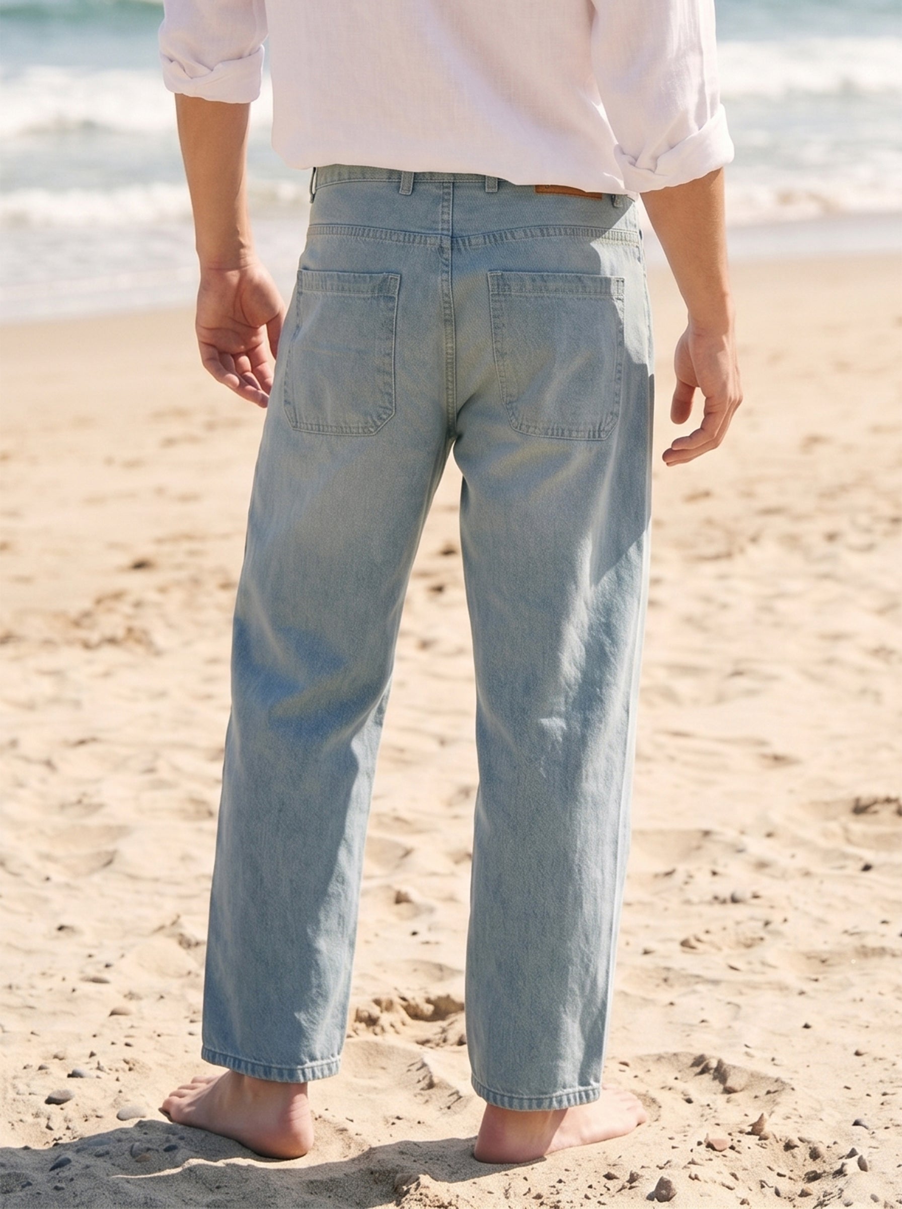 Men's Barrel Ice Wash Plain Jeans