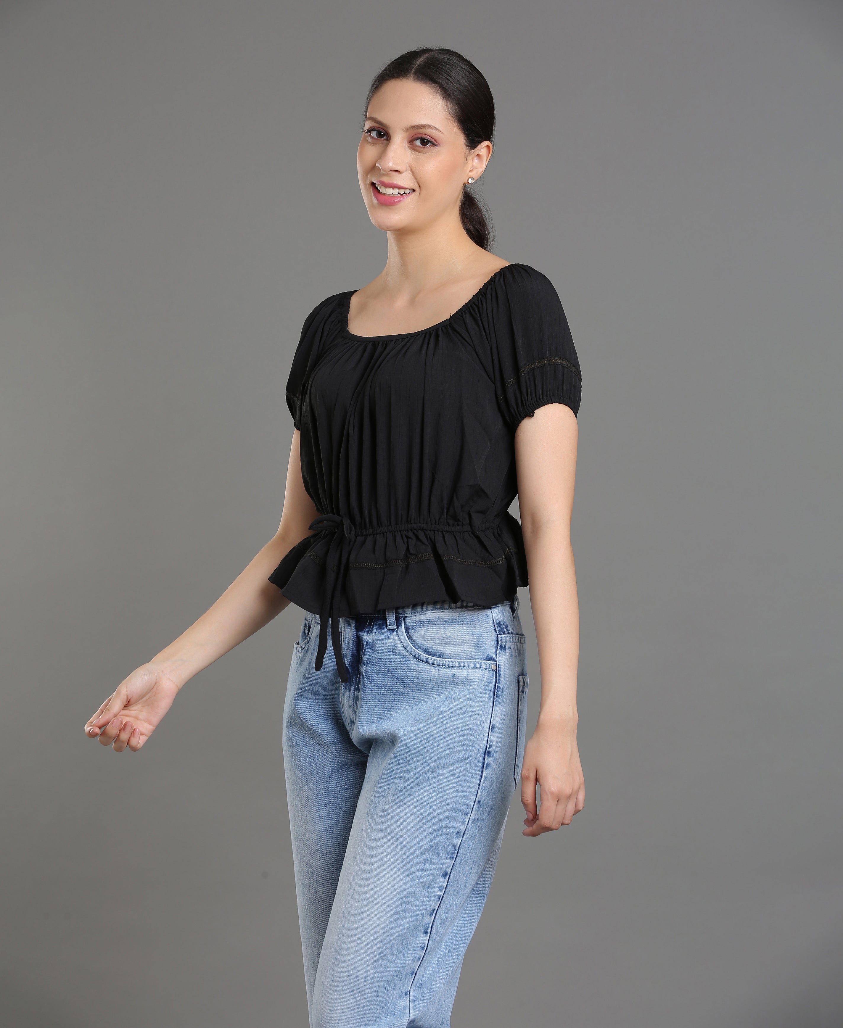 Noir Poly Crop Top