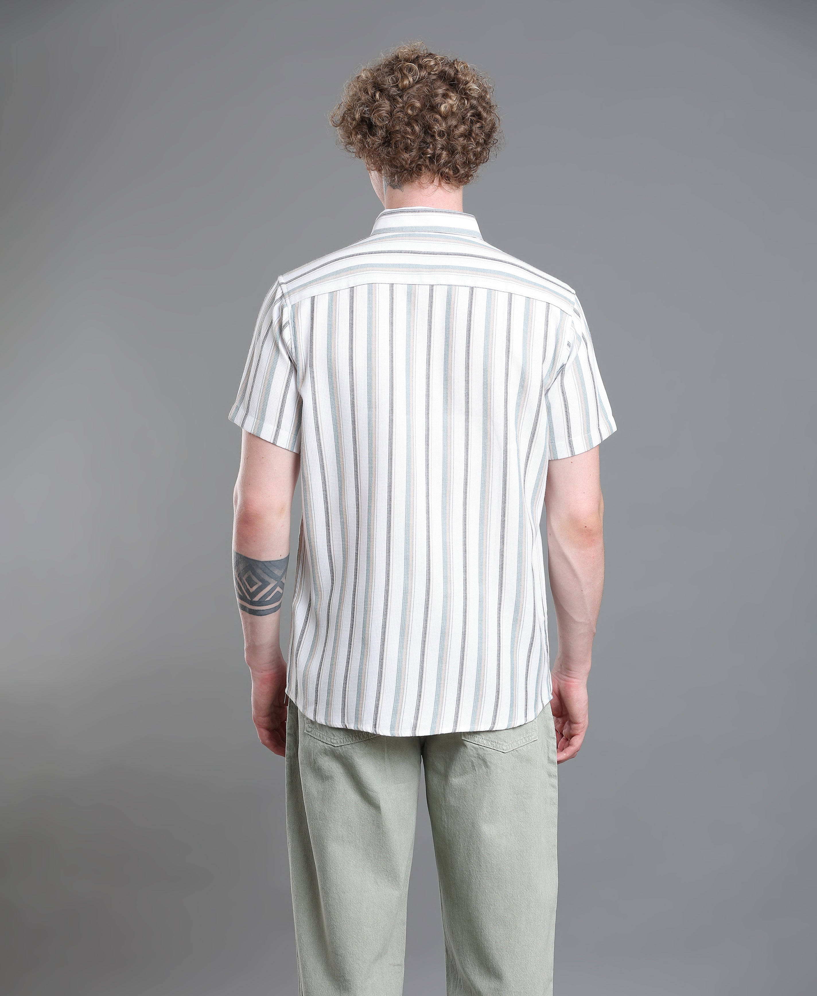 Ivory Stripe Tailored Shirt