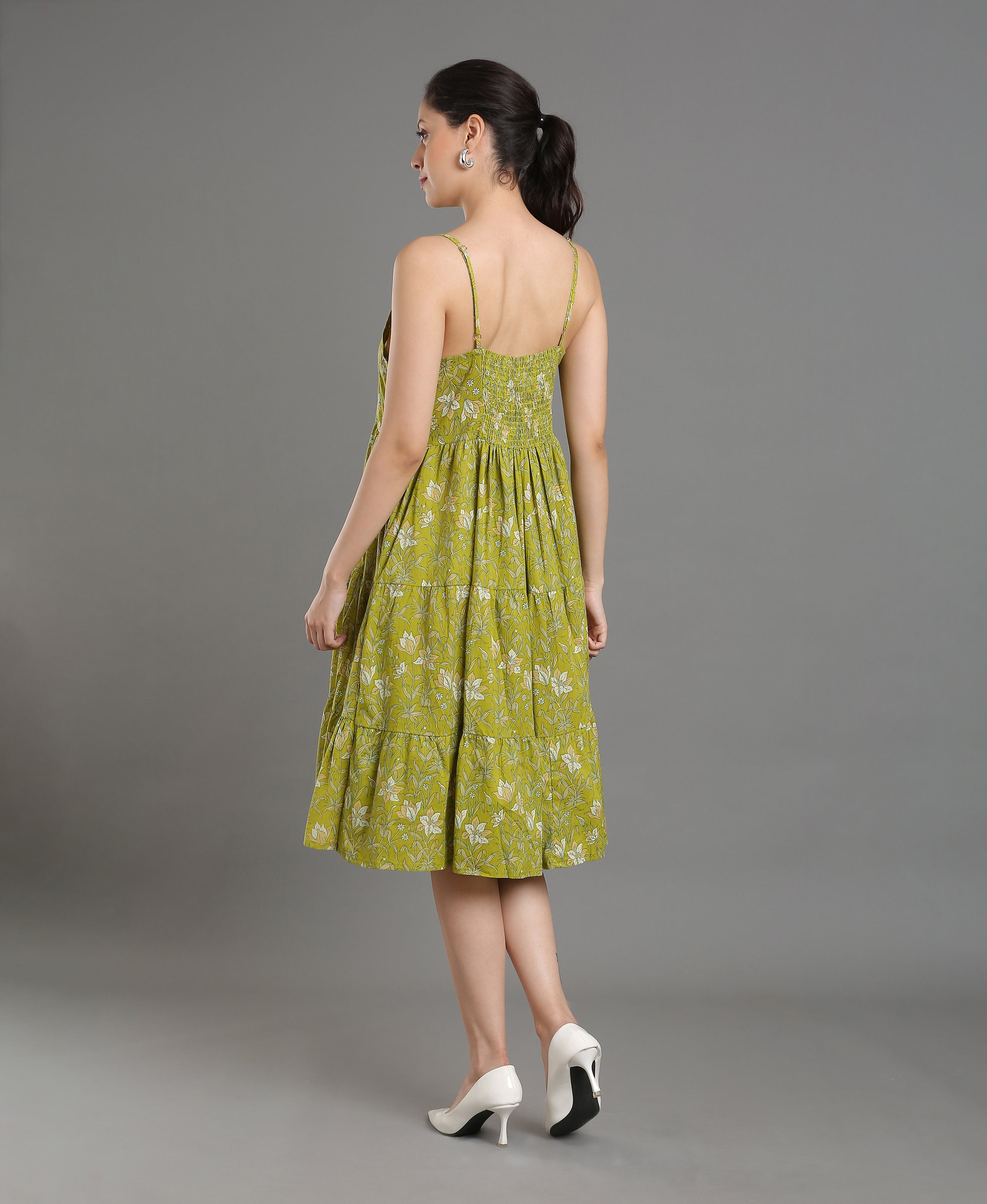Emerald Cotton Spaghetti Dress