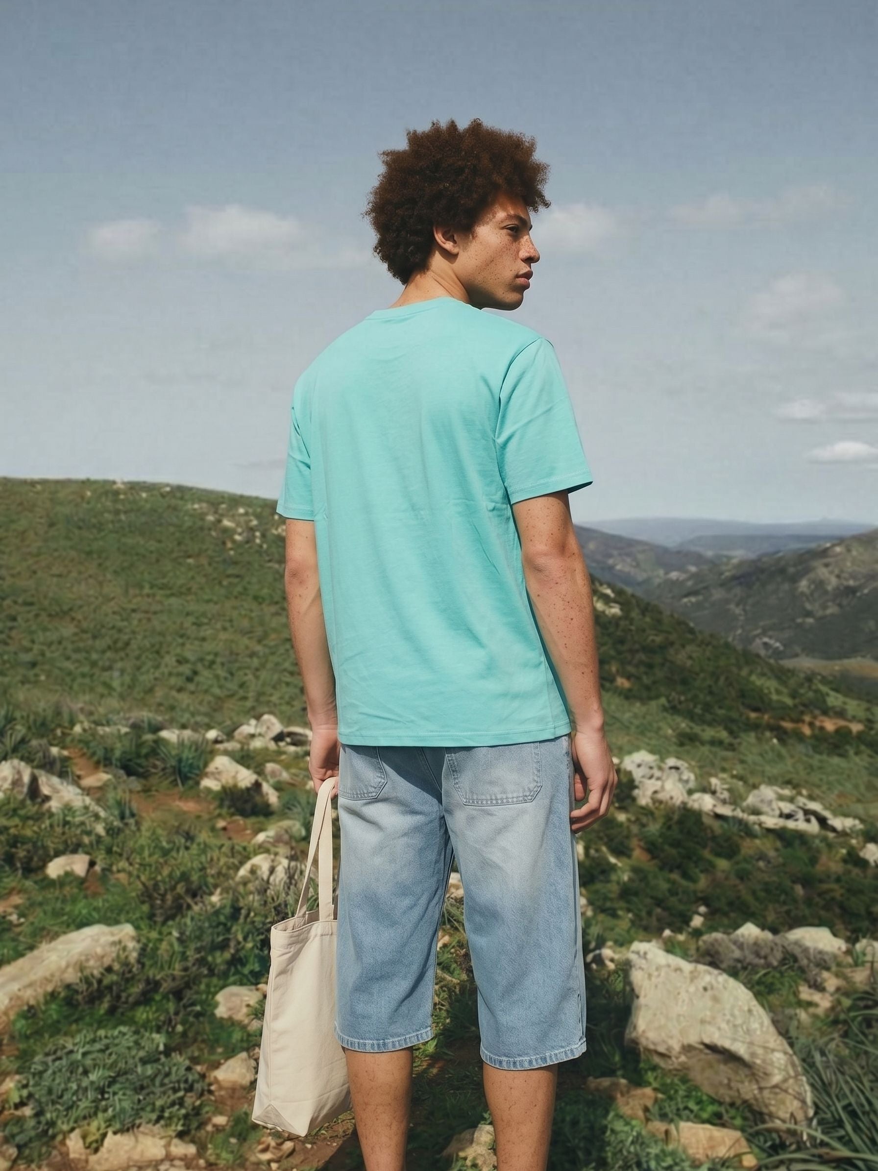 Men's Jersy 200 Gsm Aqua Green Regular Fit T Shirt
