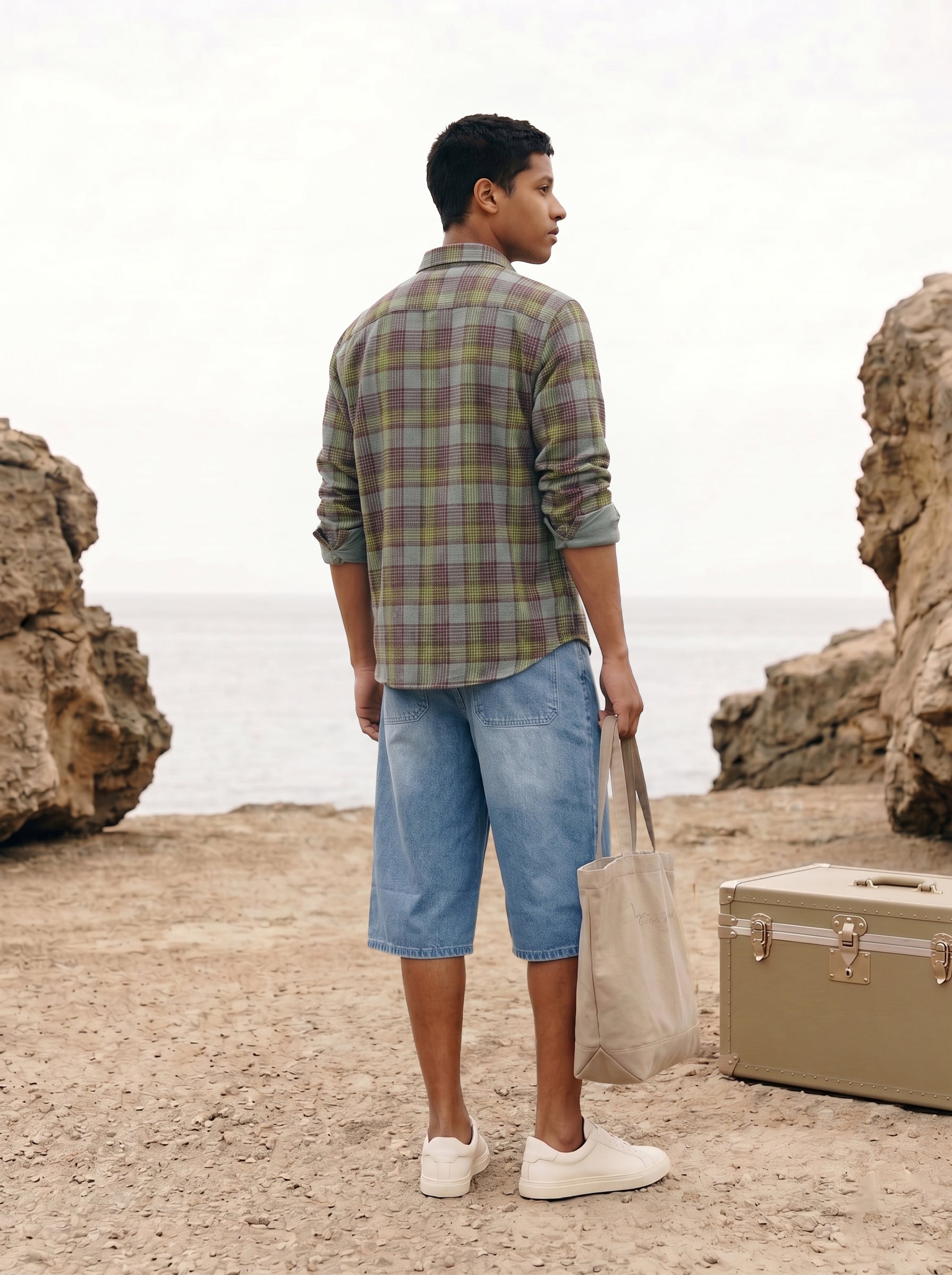 Men's Checks Green Relaxed Fit Shirt