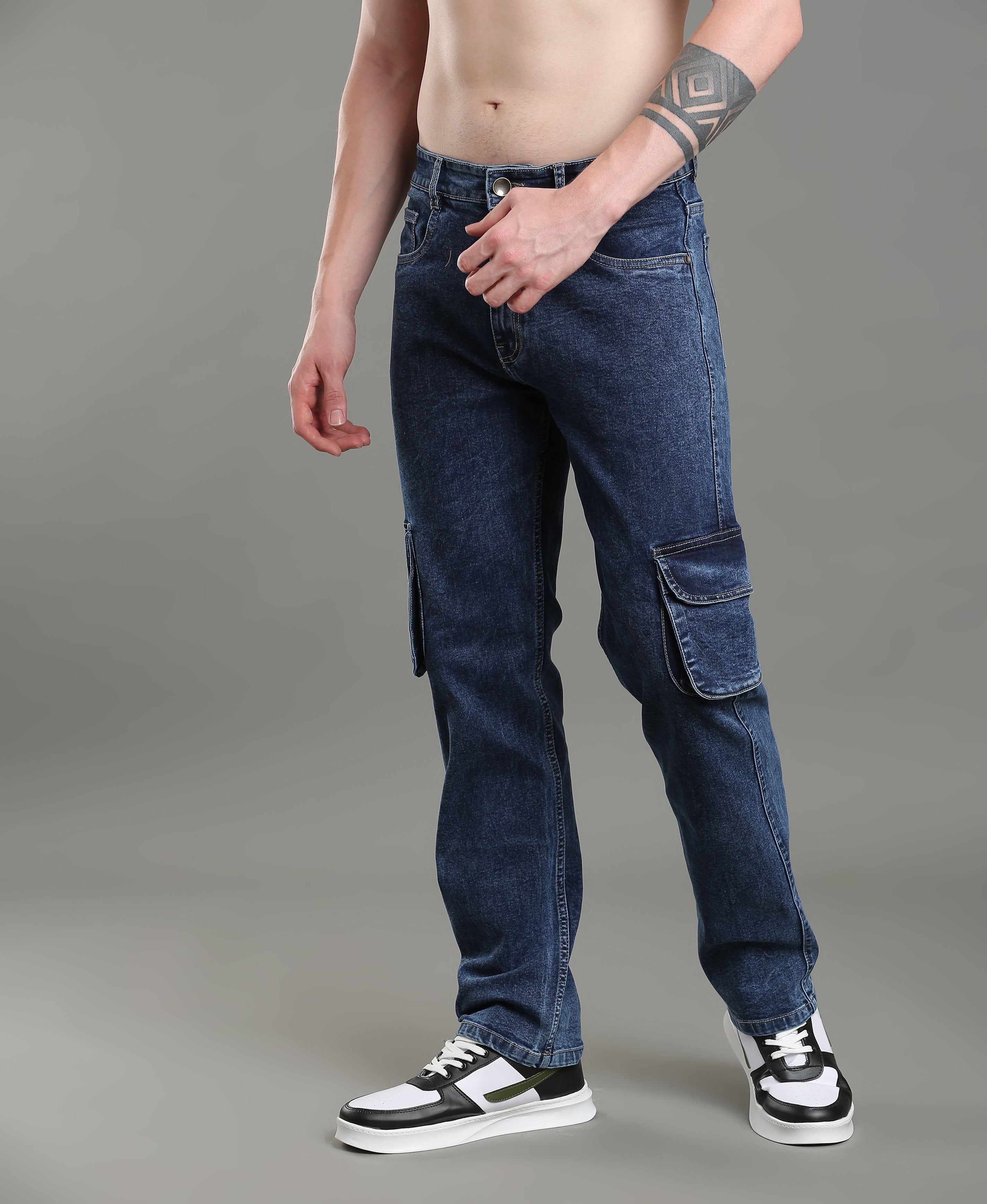 Navy Line 6-Pocket Denim Cargos