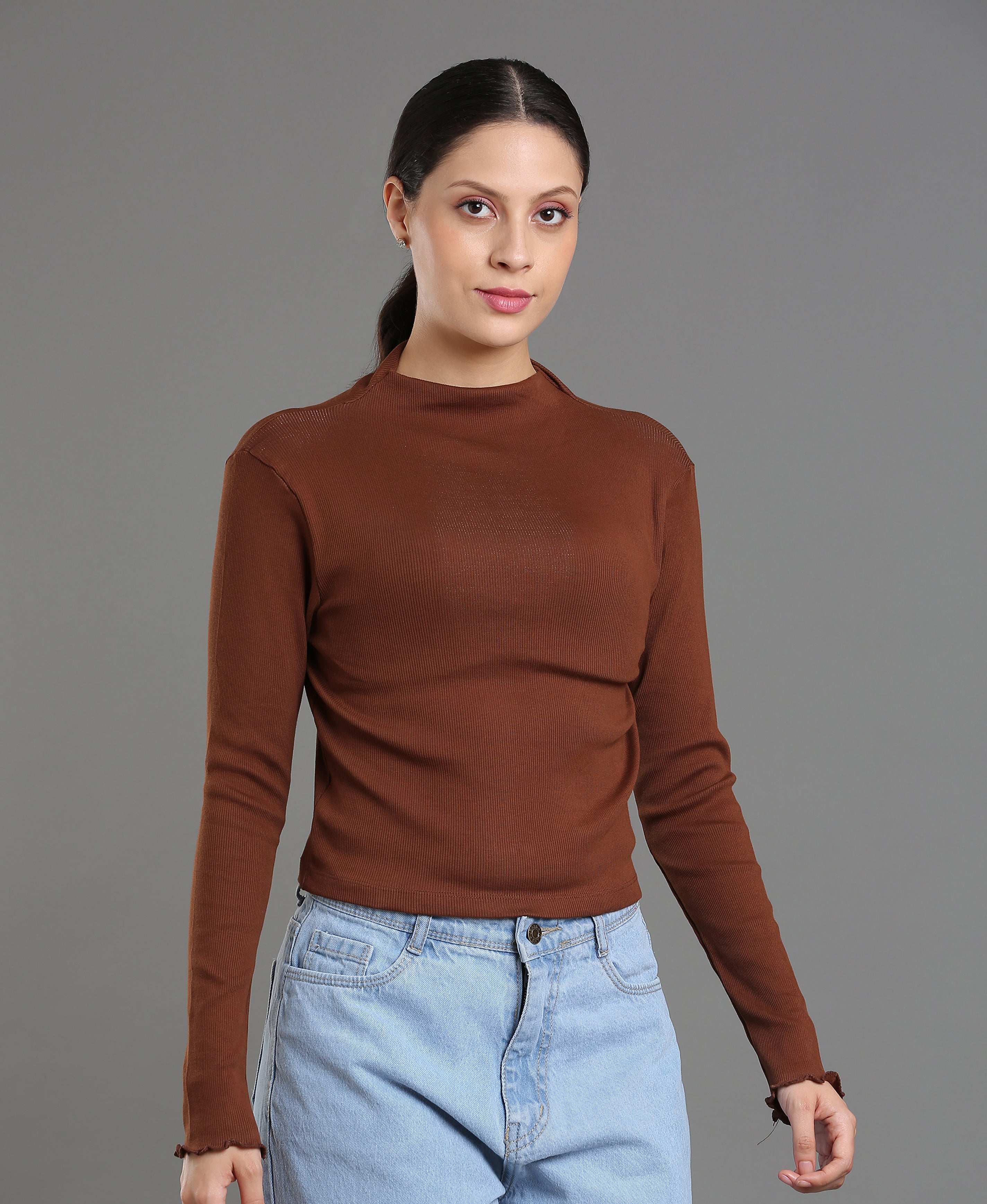 Mocha Rib Knit Crop Top