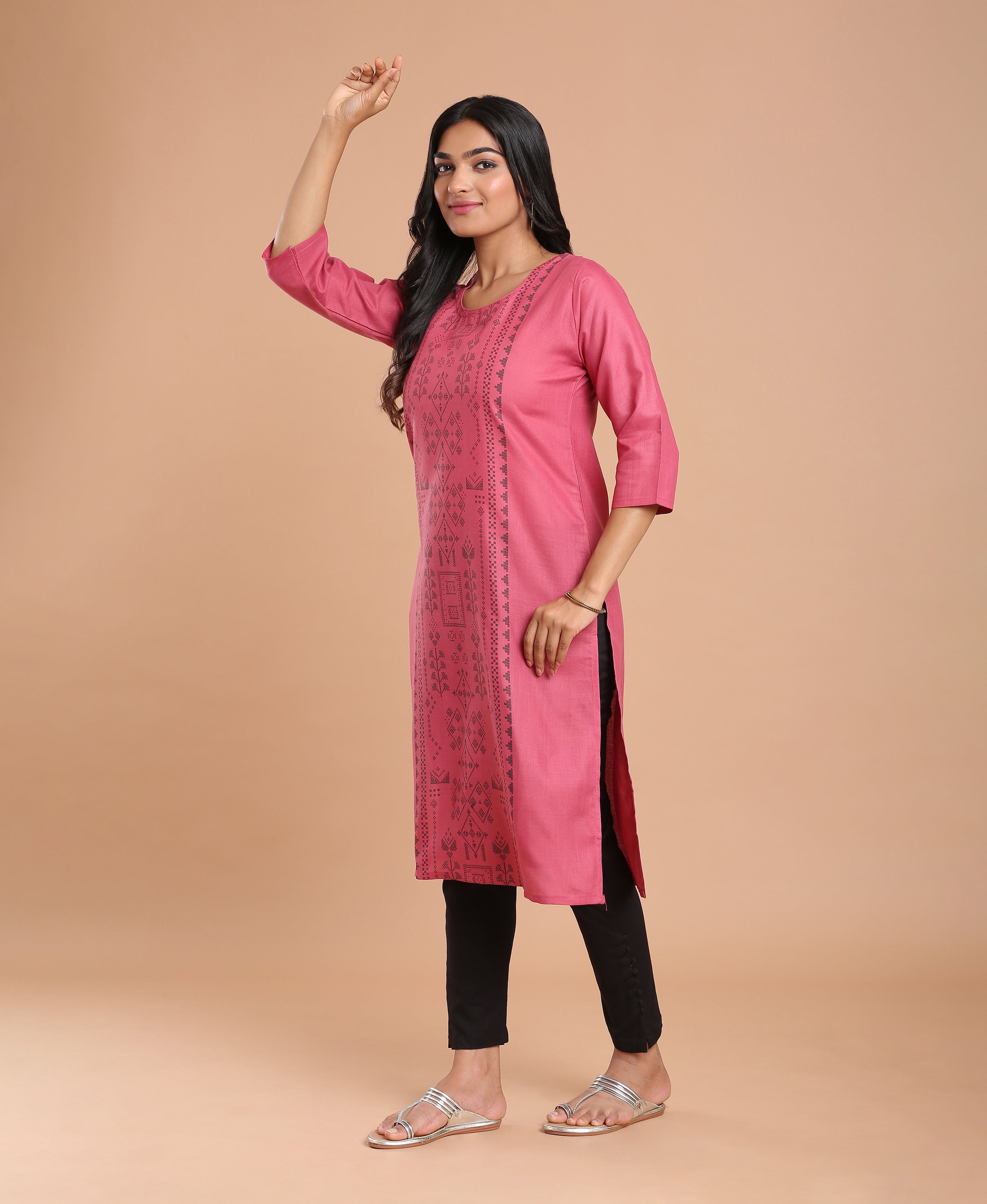 Peach Glow Poly Cotton Kurti