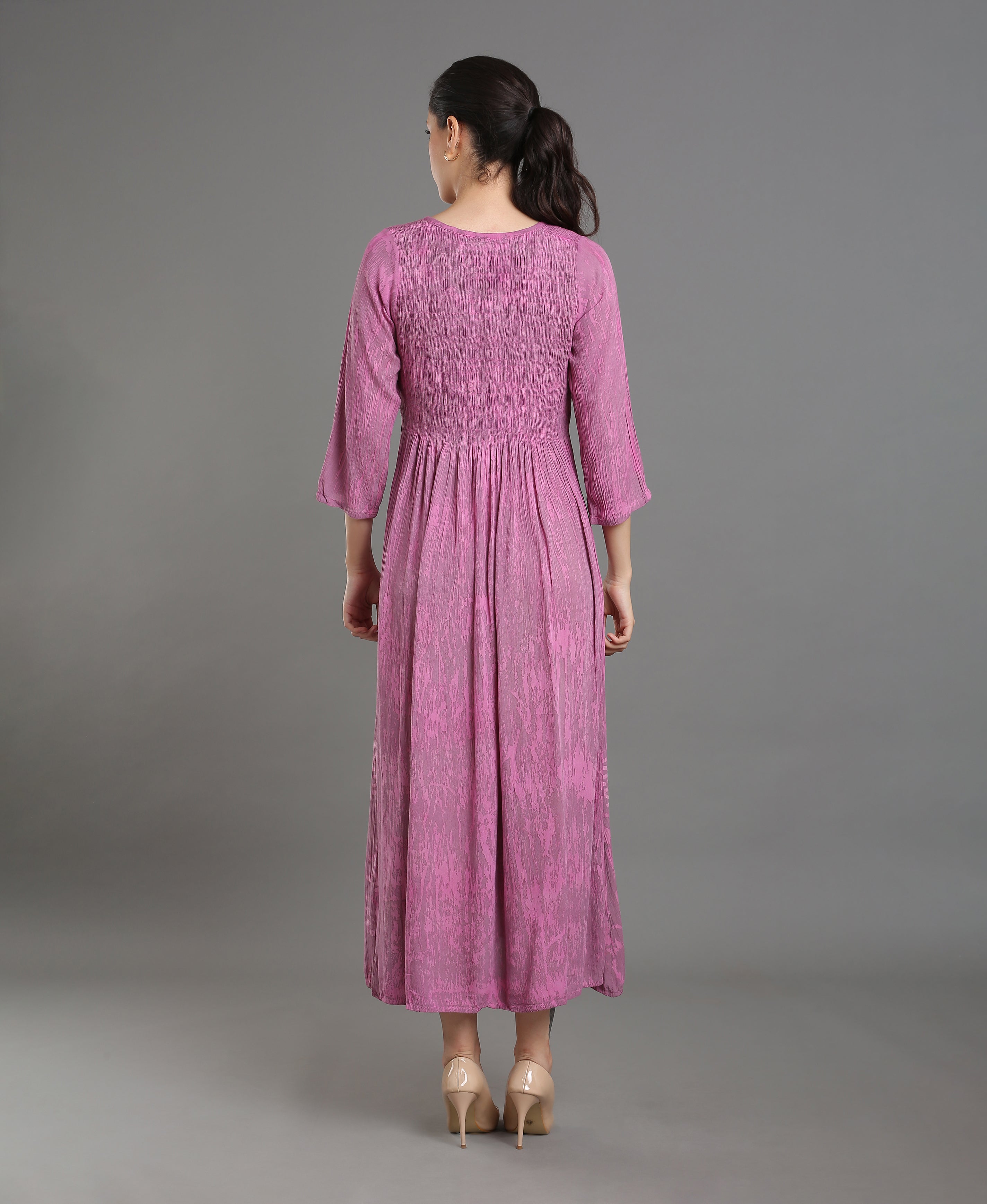 Dusty Bloom Rayon Flared Dress