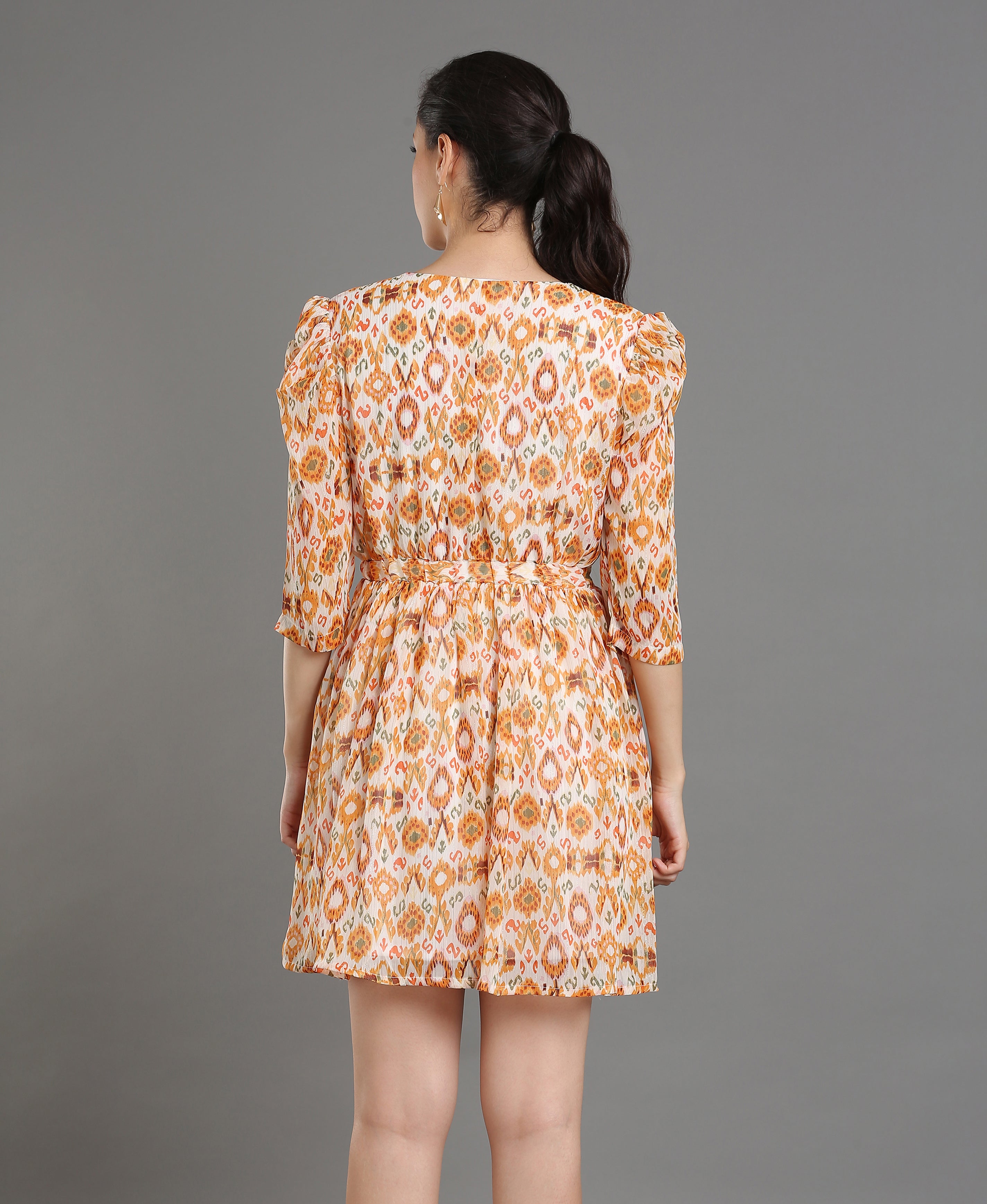 Golden Glow Chiffon Dress