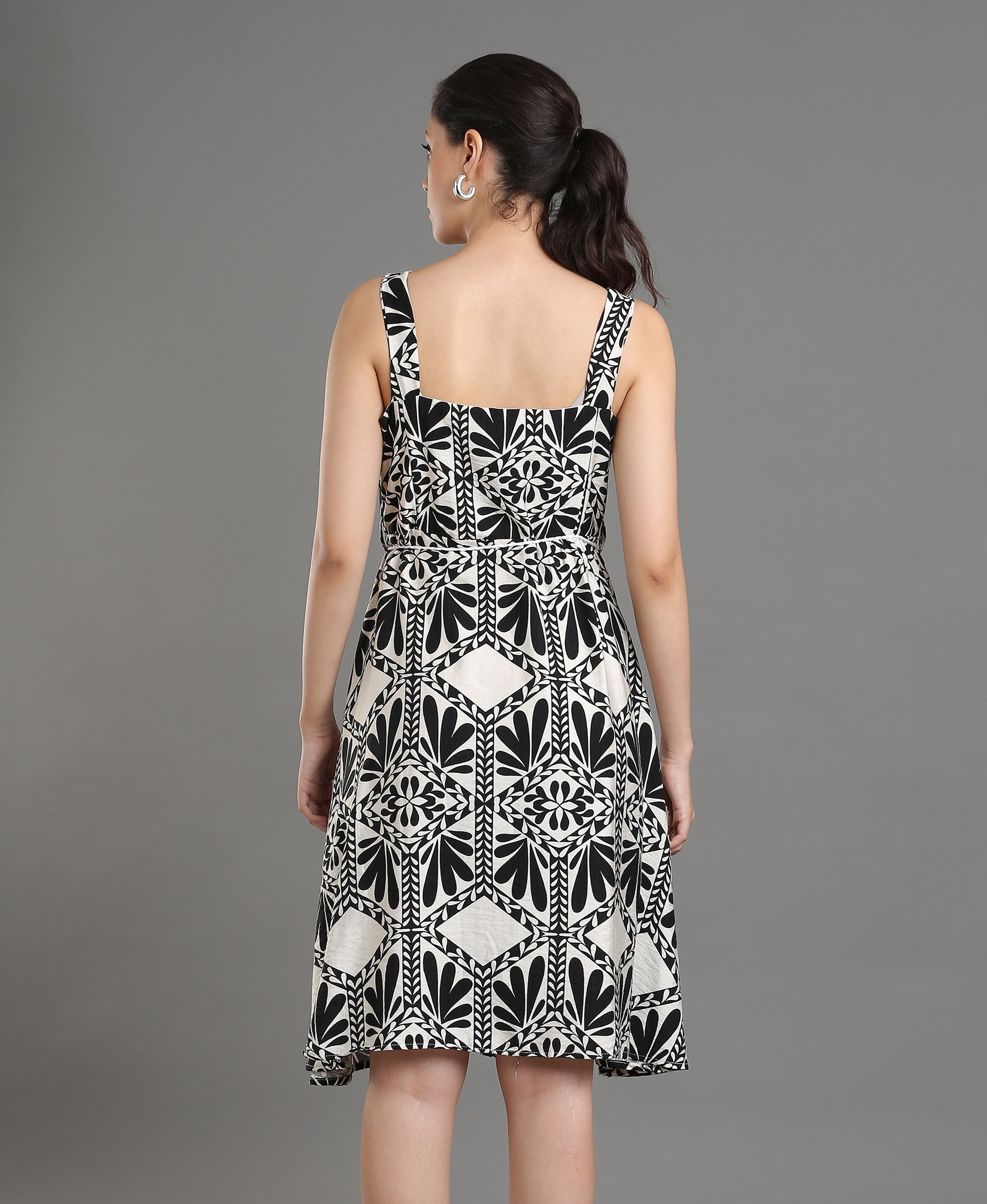 Midnight Bloom Cotton-Poly Dress